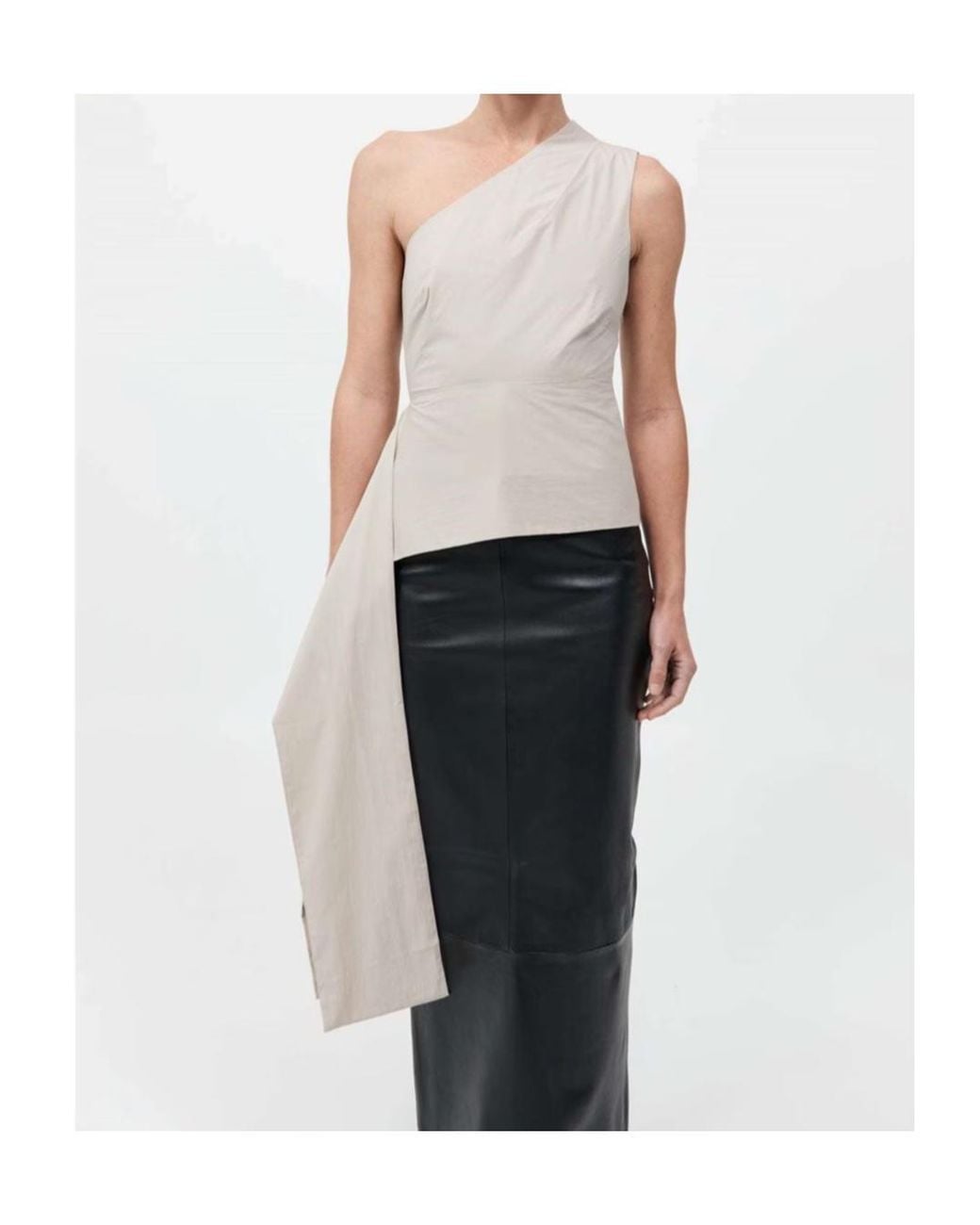 St. Agni White High-Neck Draped Ruffled Blouse