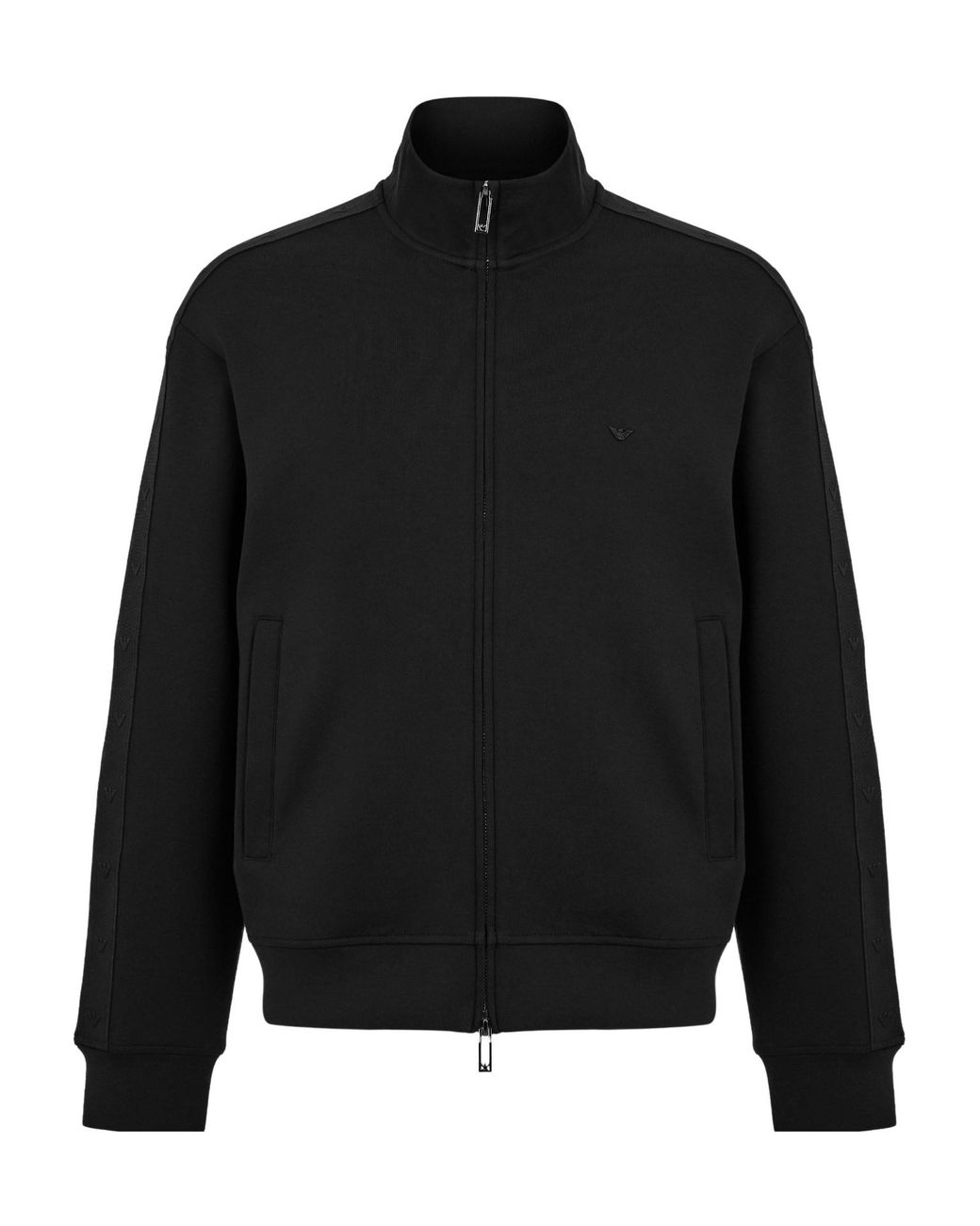 Emporio Armani Black Zipper Fleece Jacket for men