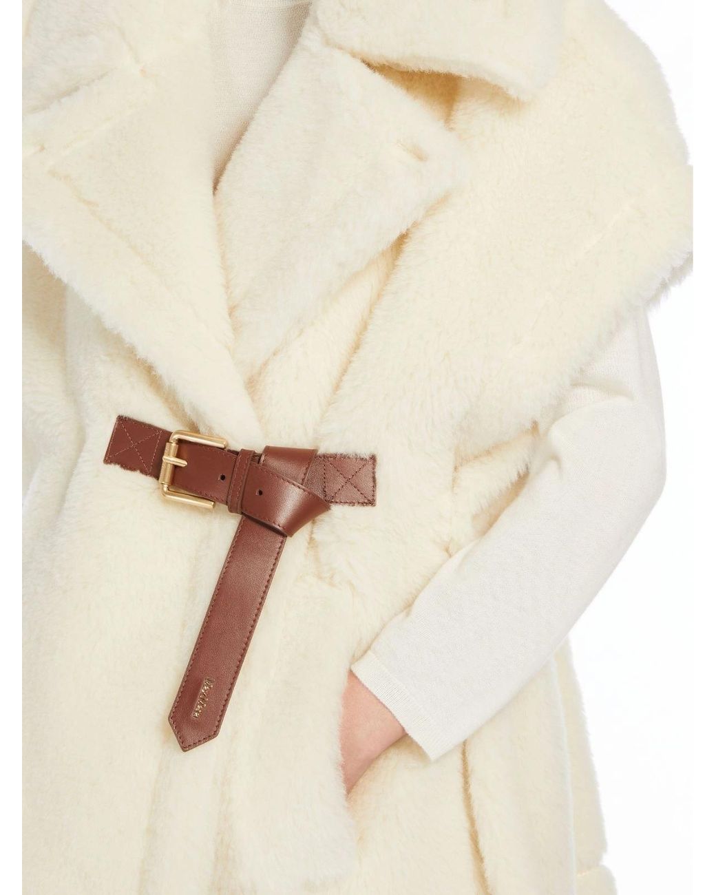Max Mara White Alpaca And Wool Teddy Cape