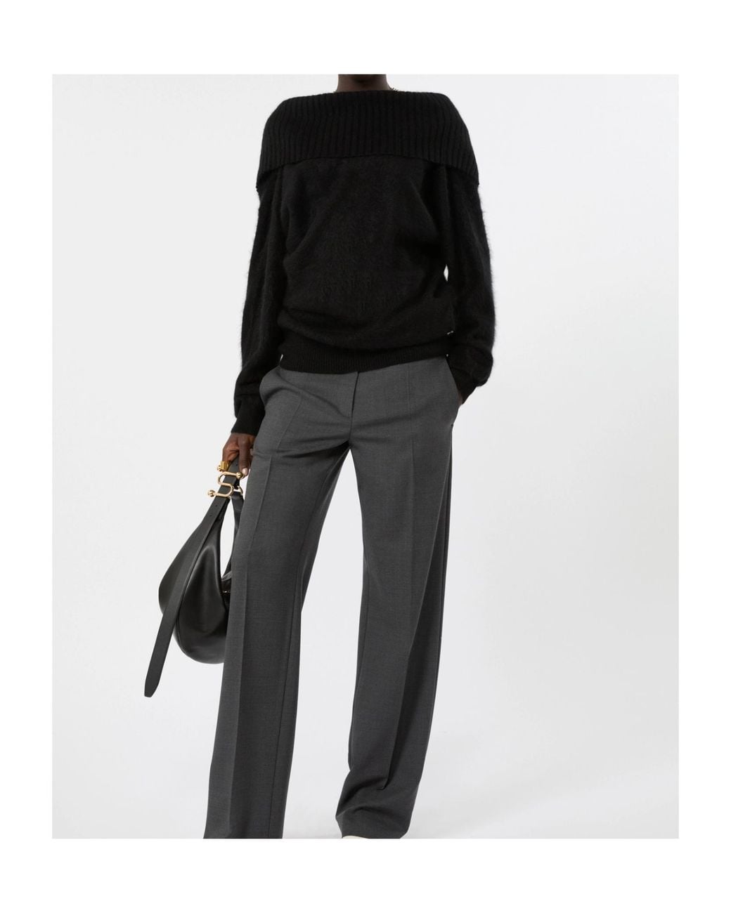 Sportmax Black Brushed Wool Sweater With A Low-Cut Back