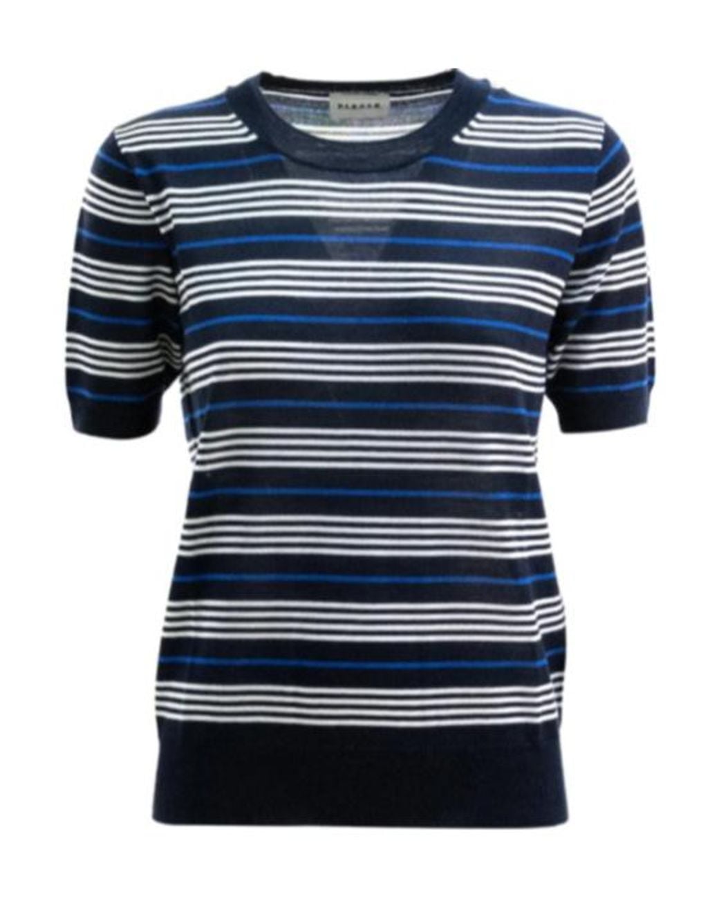 P.A.R.O.S.H. Blue Striped Short-Sleeve Wool T-Shirt