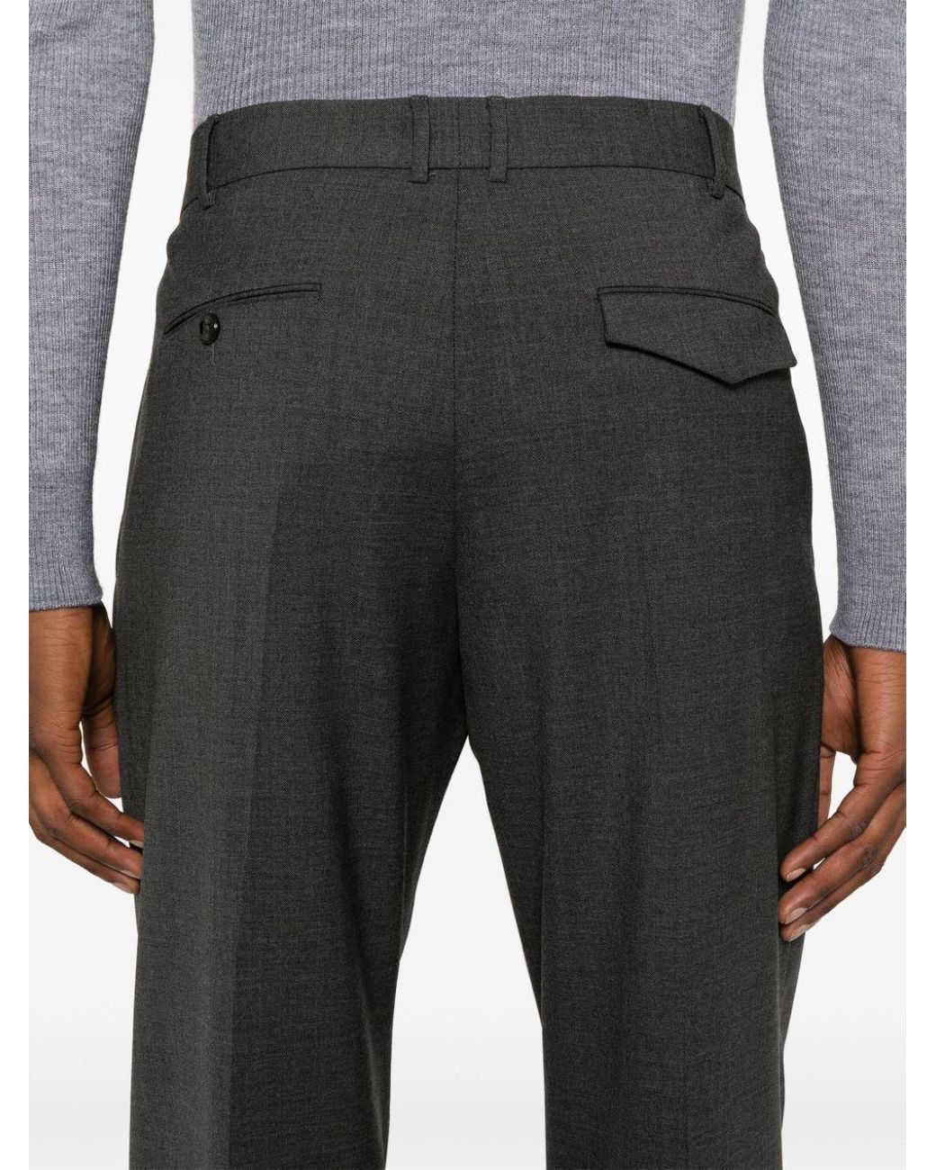 Pt Pantaloni Gray Pt Torino Michael Wool Dress Trousers for men