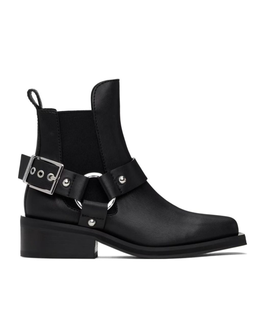 Ganni Black Low Cut Biker Chelsea Boots