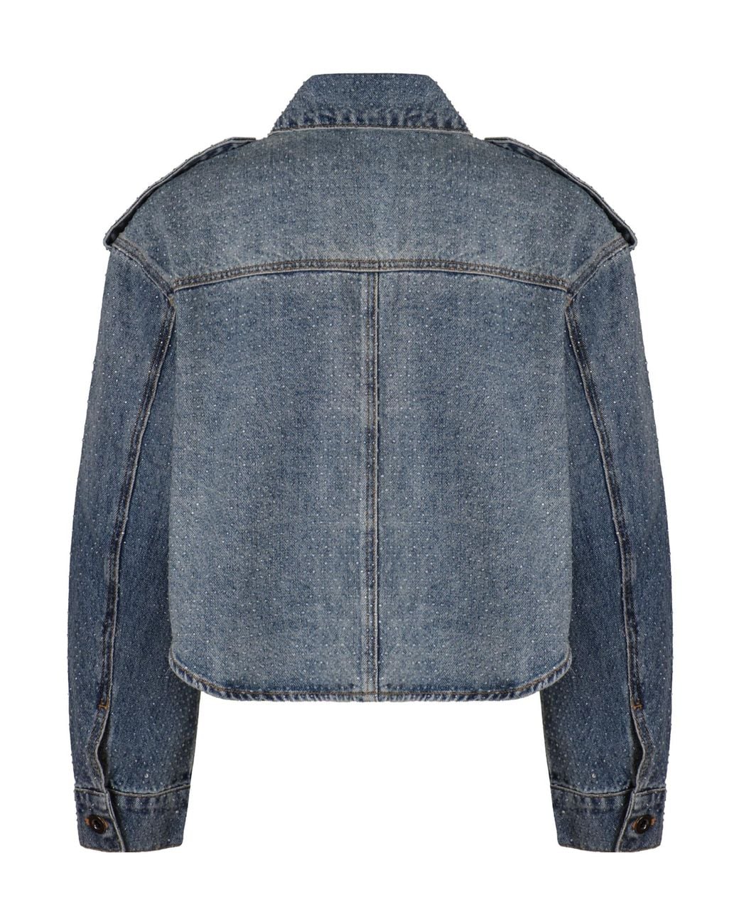 Self-Portrait Blue Embellished Denim Shirt