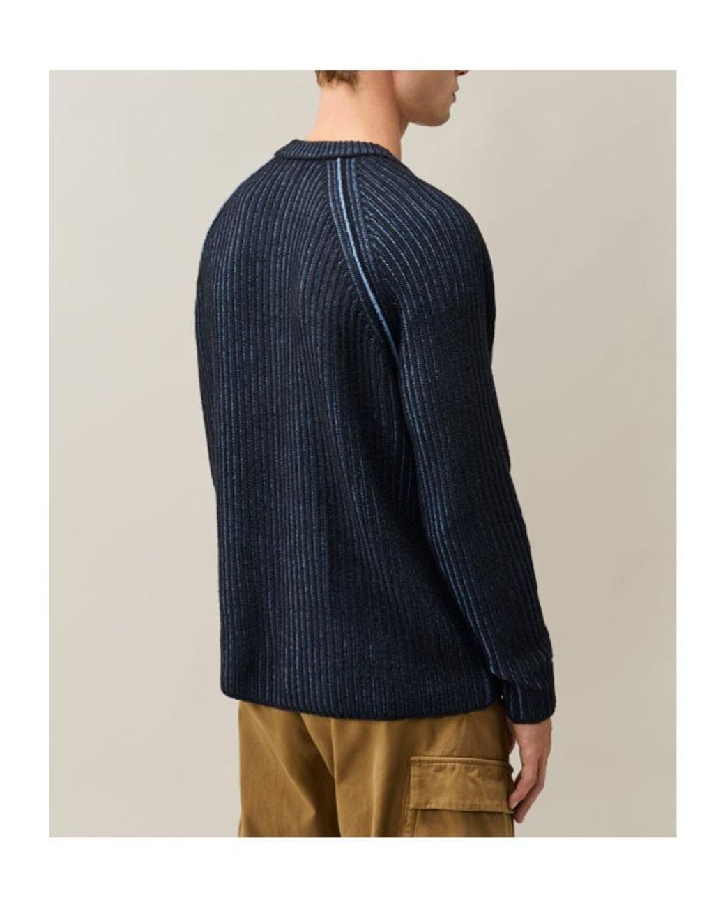 C P Company Blue Ribbed-Knit Lens-Detail Sweater for men