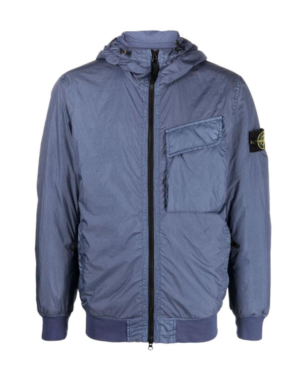 Stone Island Blue Logo Patch Zip-Up Padded Jacket for men