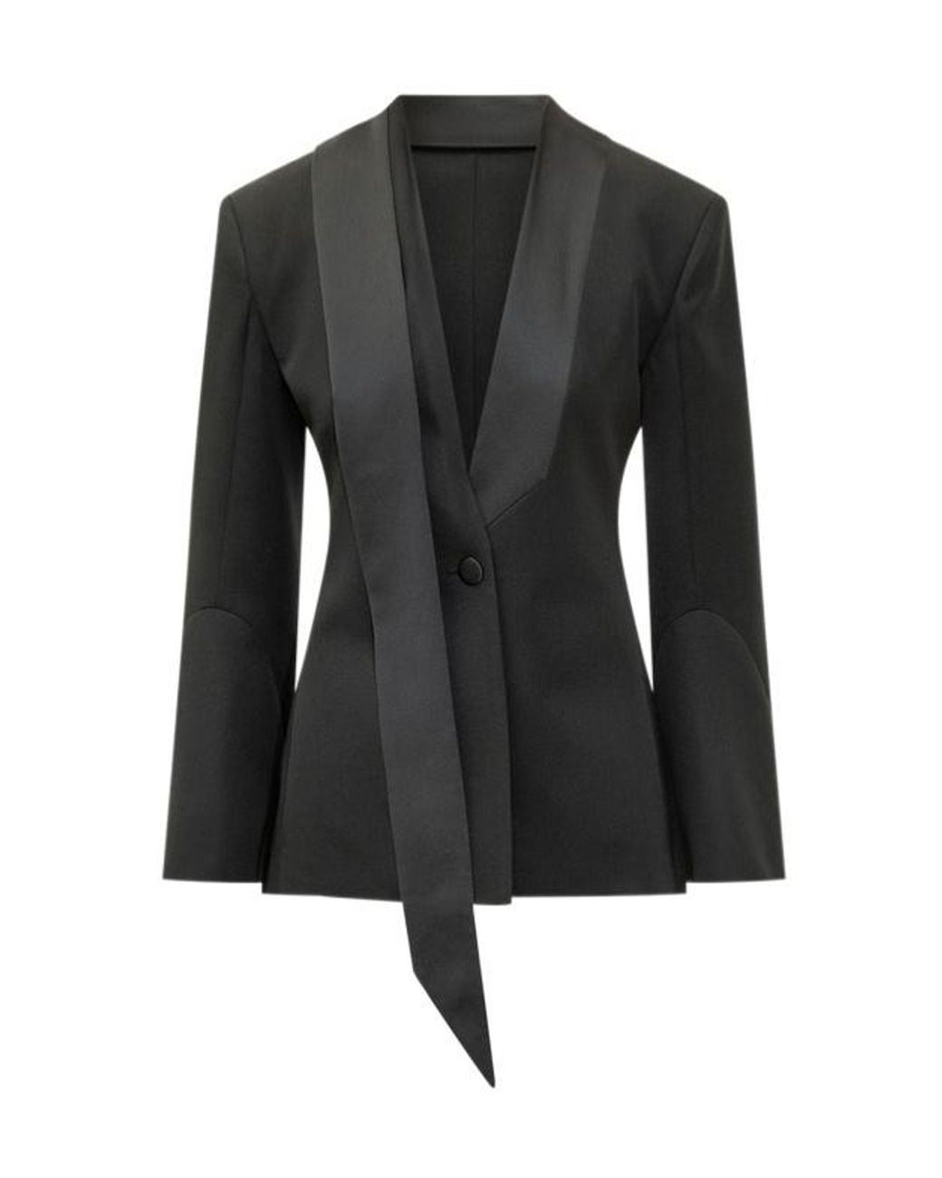 The Attico Black The Tailored Tie-Detail Blazer