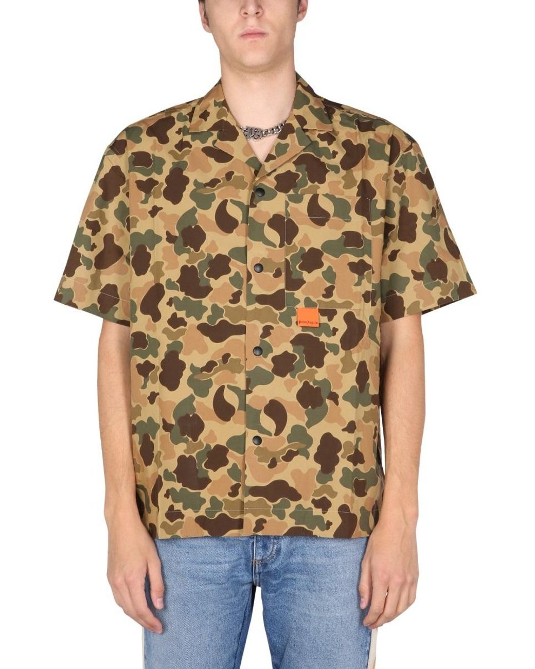 Palm Angels Multicolor "camo Bowling" Shirt for men