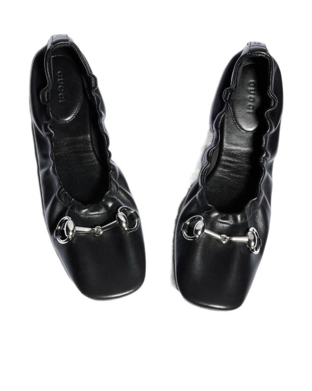 Gucci White Horsebit Detailed Ballerina Flat