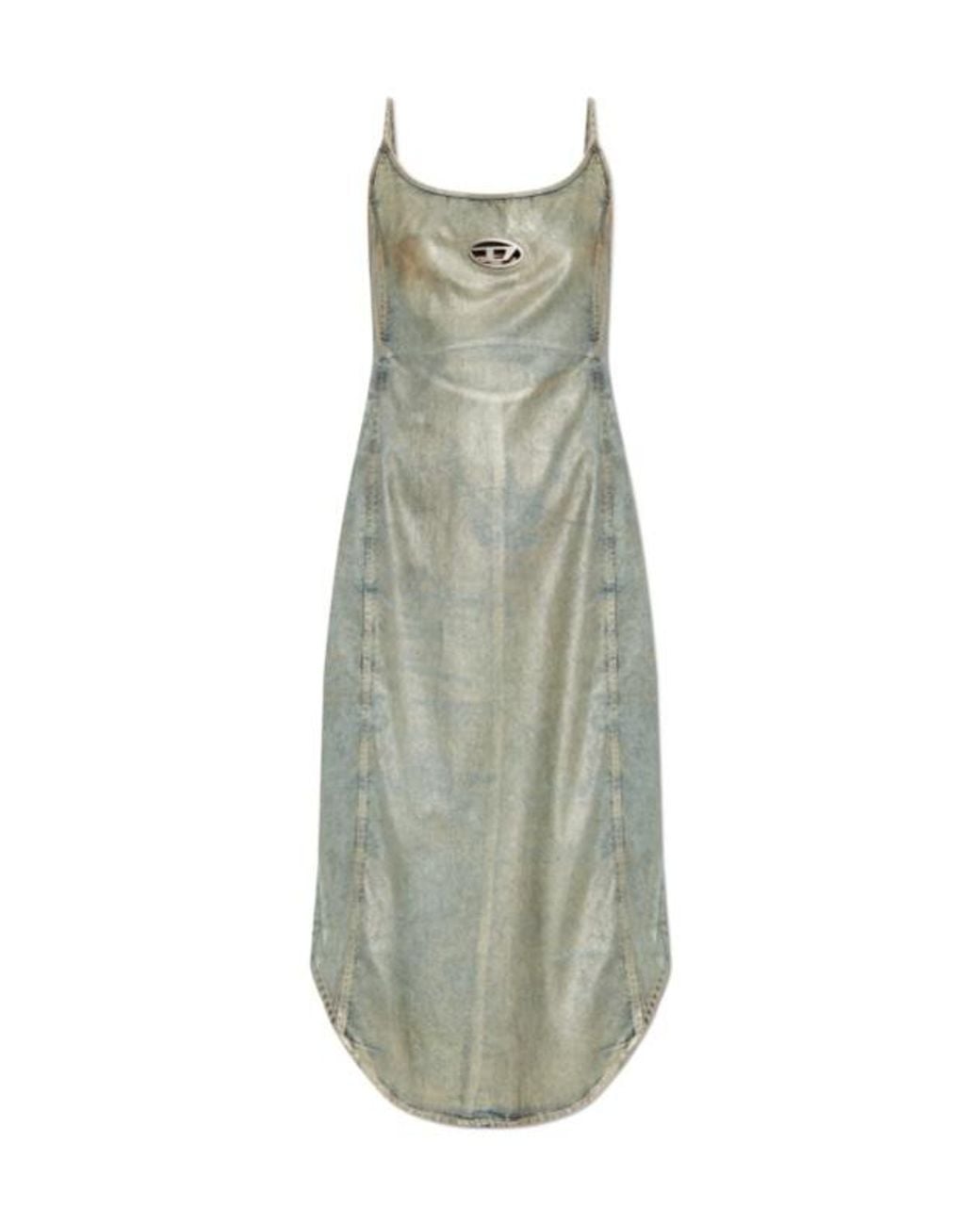 DIESEL Green De-Vera-S Logo Plaque Sleeveless Dress