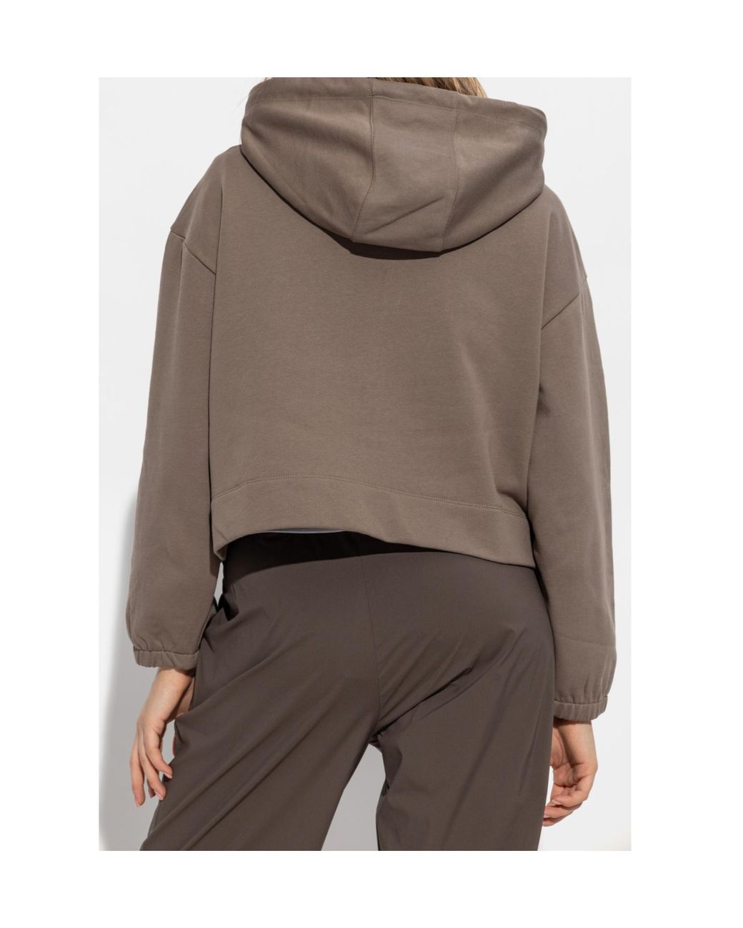 Emporio Armani Brown Asv Logo Embroidered Zip-Up Hoodie
