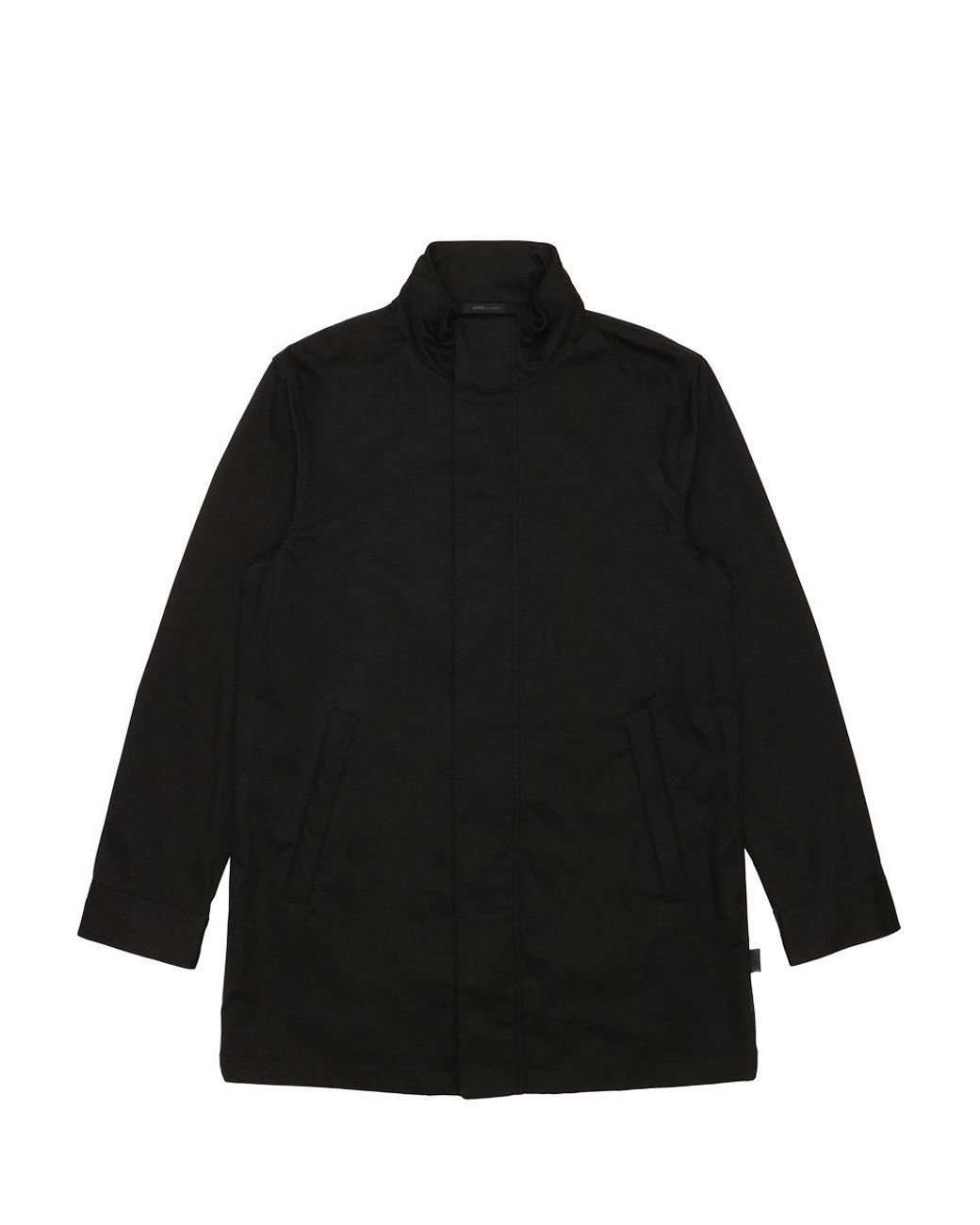 Armani Collezioni Black Removable Hat Logo Coat for men