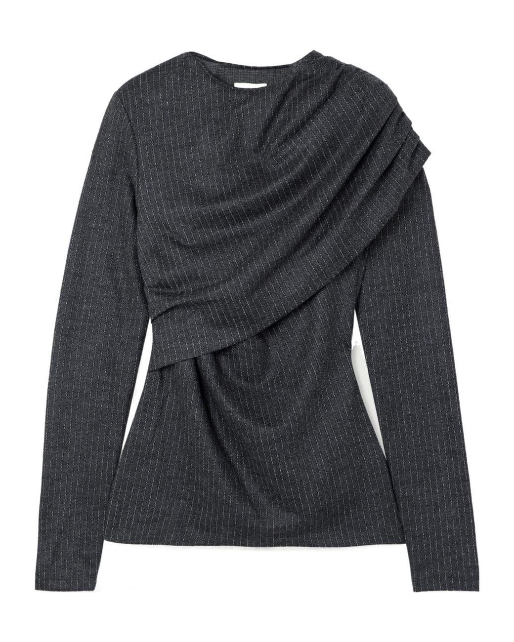Isabel Marant Black Draped Wool And Cotton-Blend Jersey Top
