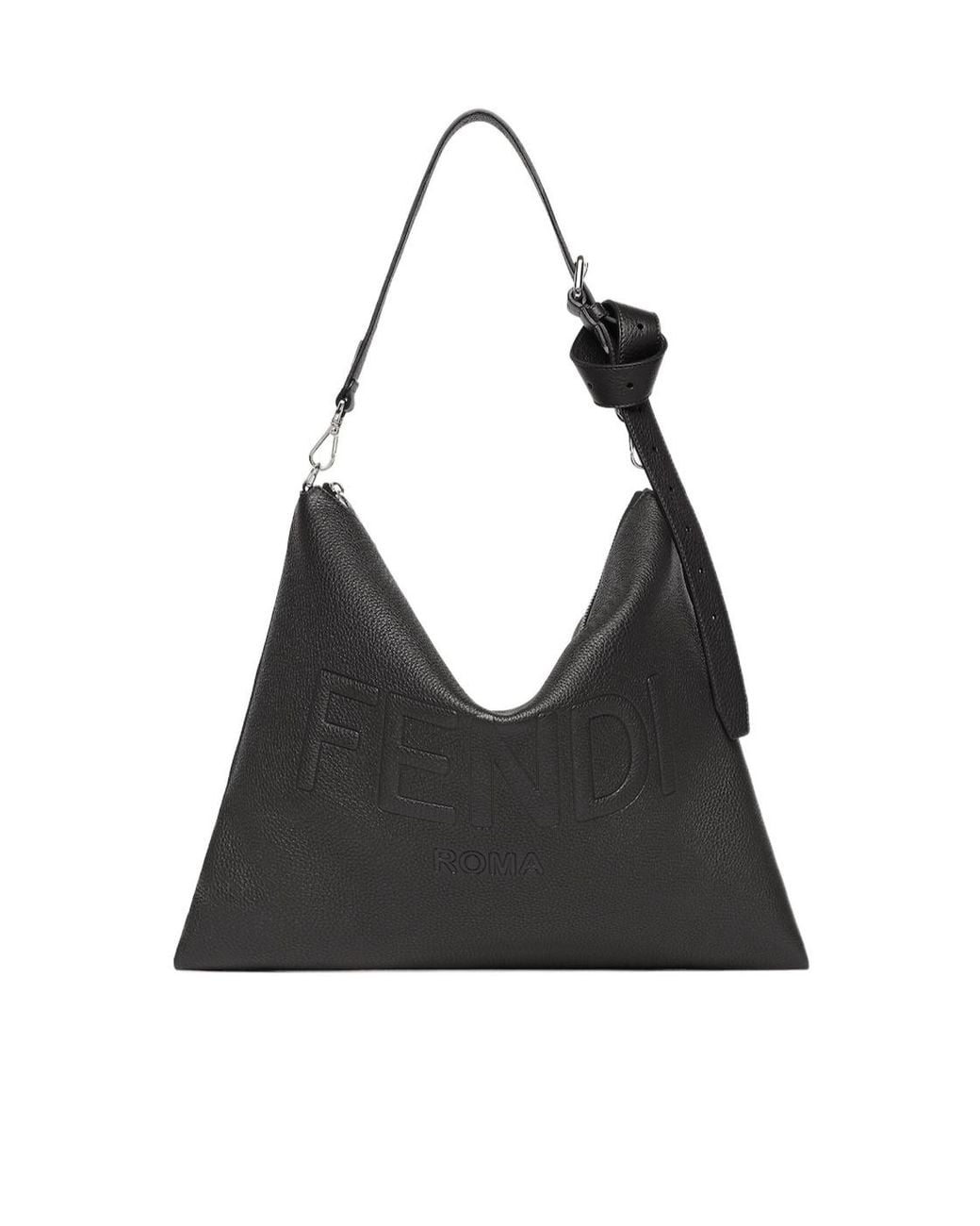 Fendi Black Roma Logo Embossed Tote Bag for men