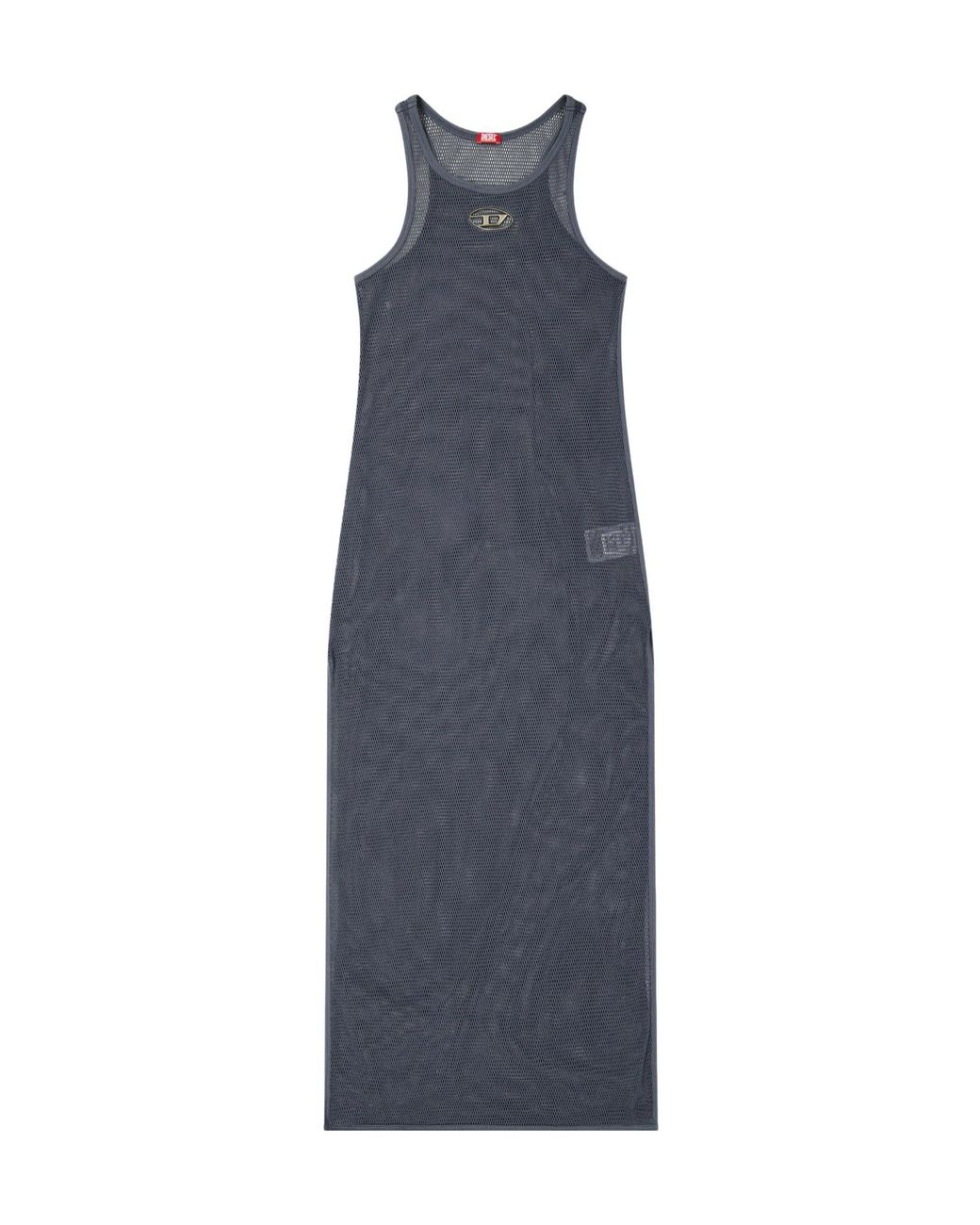 DIESEL Blue Mesh Racerback Tank Midi Dress