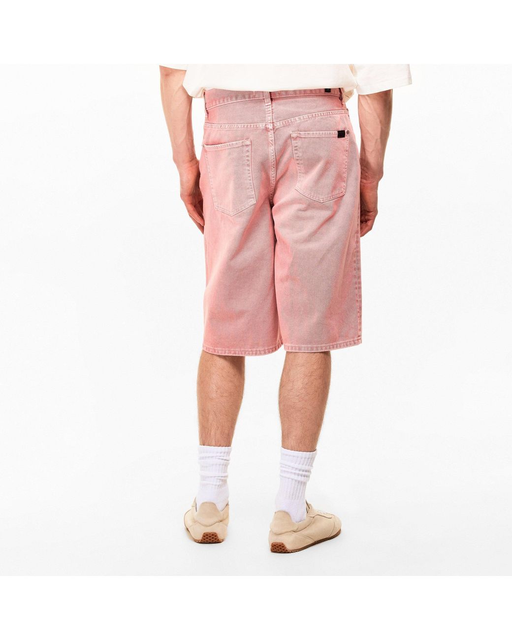 7 For All Mankind Pink Belt-Loop Shorts for men