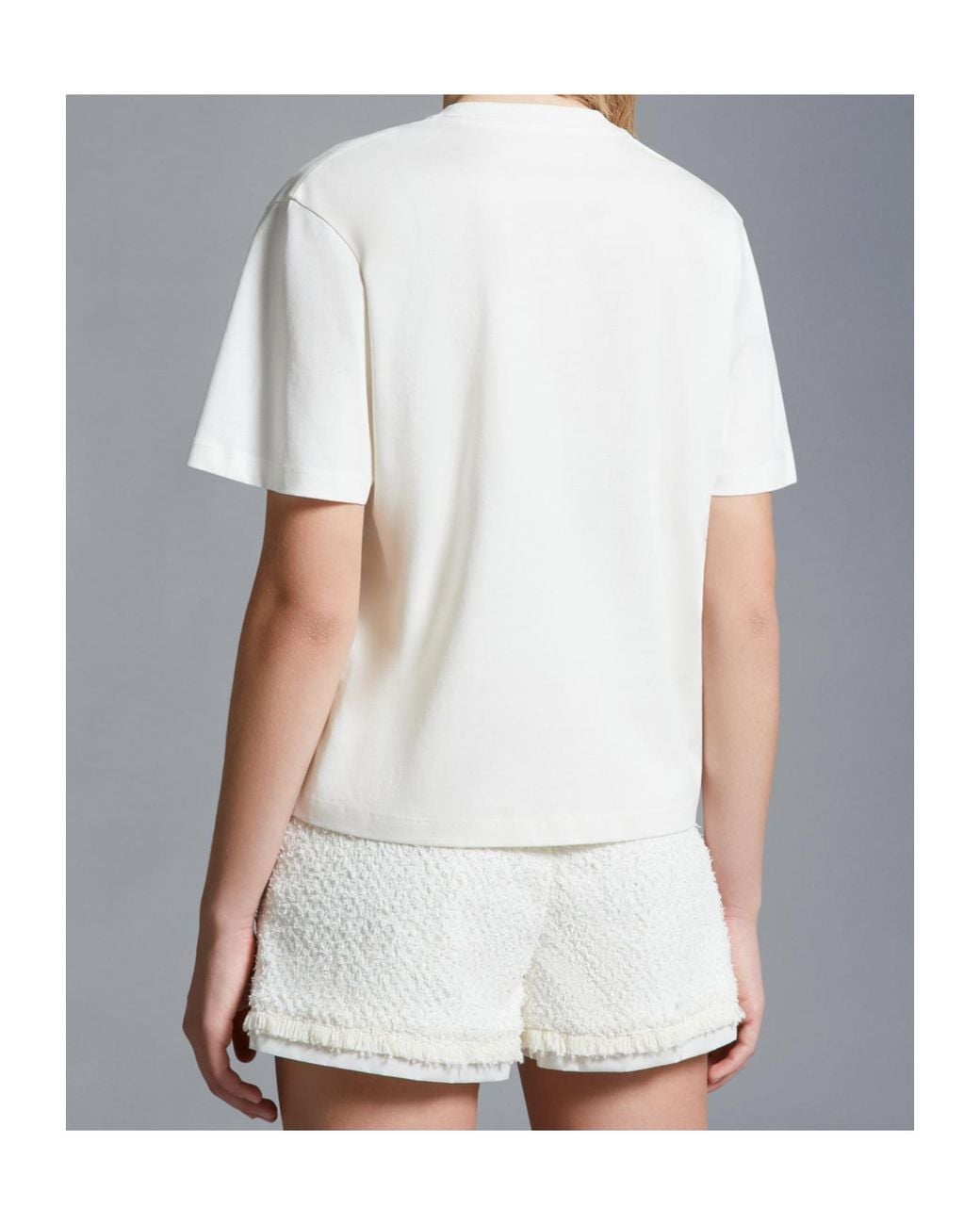 Moncler White Tweed Pocket Crewneck T-Shirt