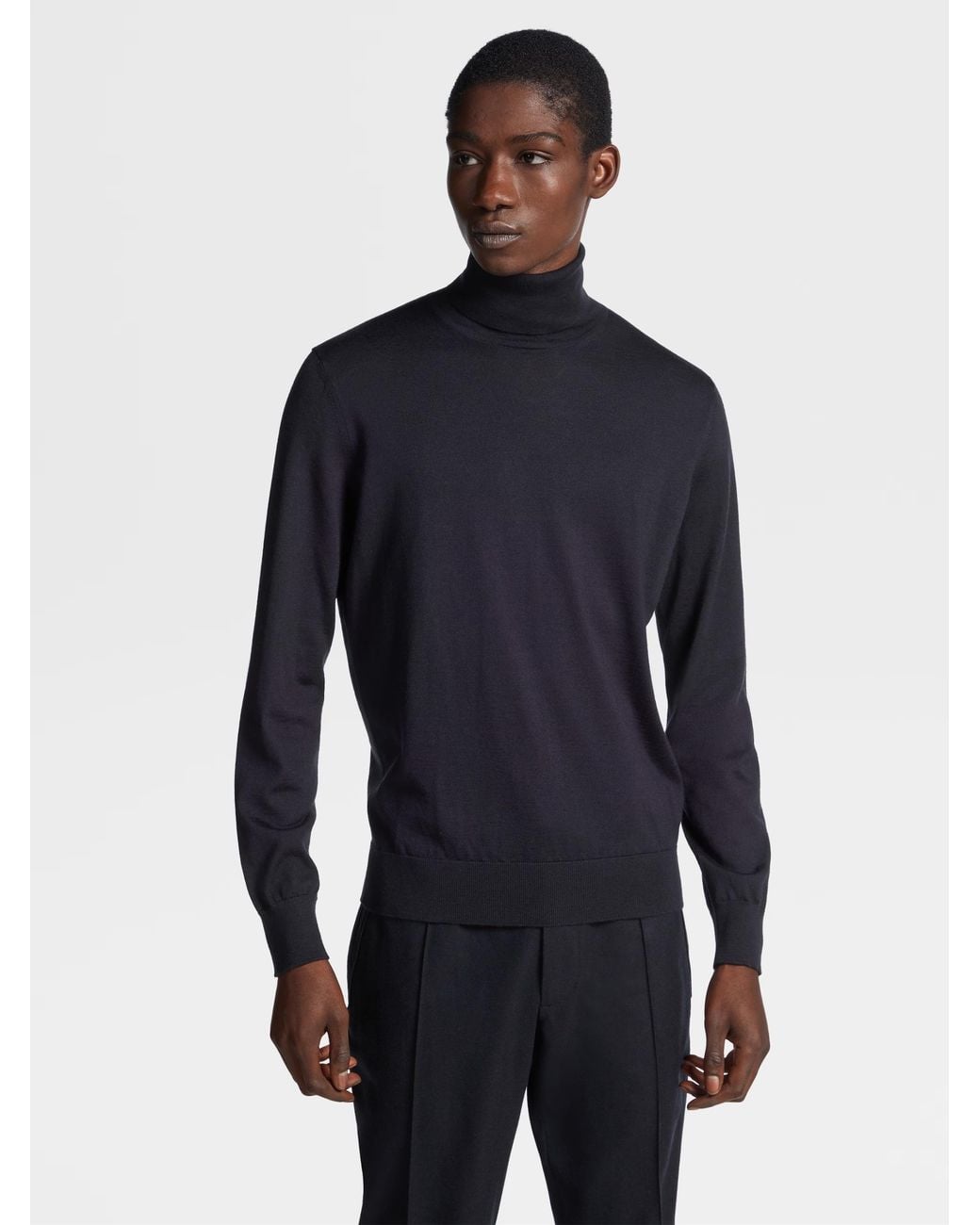 Zegna Blue Cashseta Turtleneck Sweater for men