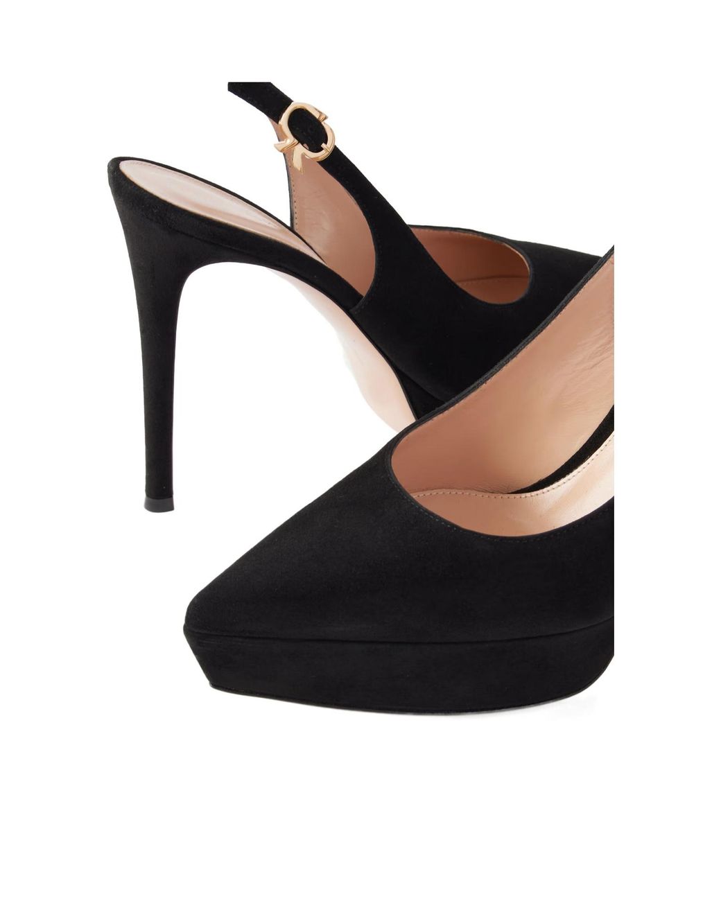 Gianvito Rossi Black Suede Slingback Pumps