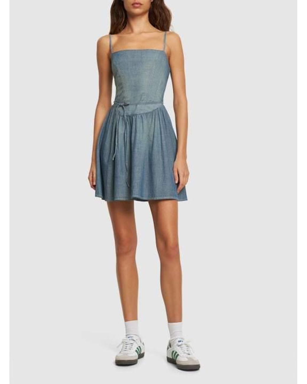 Re/done Blue Young Bohemian Mini Dress