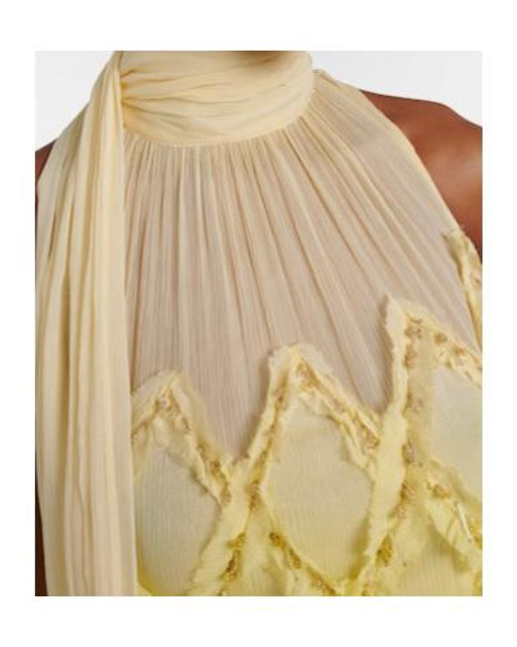 Blumarine Yellow Embellished Crepon Maxi Dress