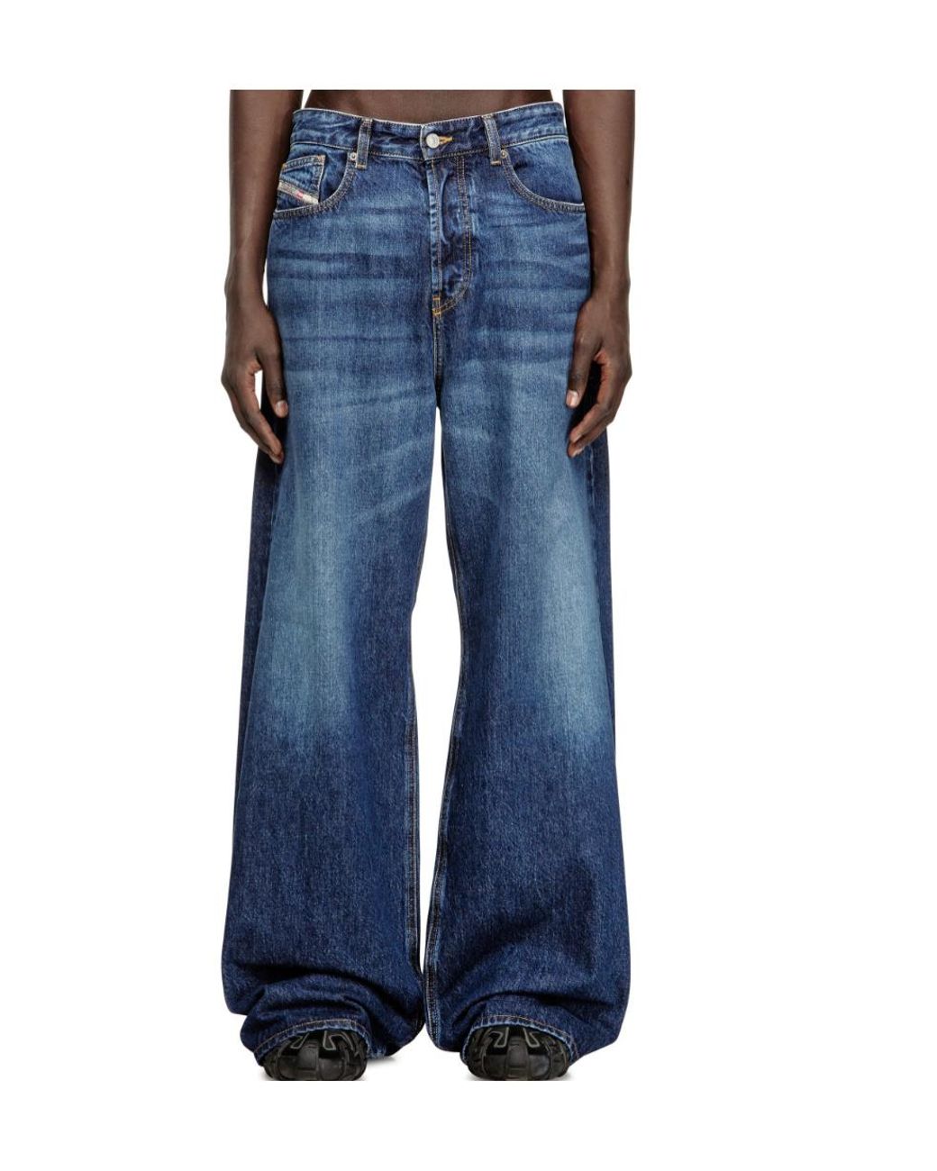 DIESEL Blue D-Rise Wide Leg Jeans for men