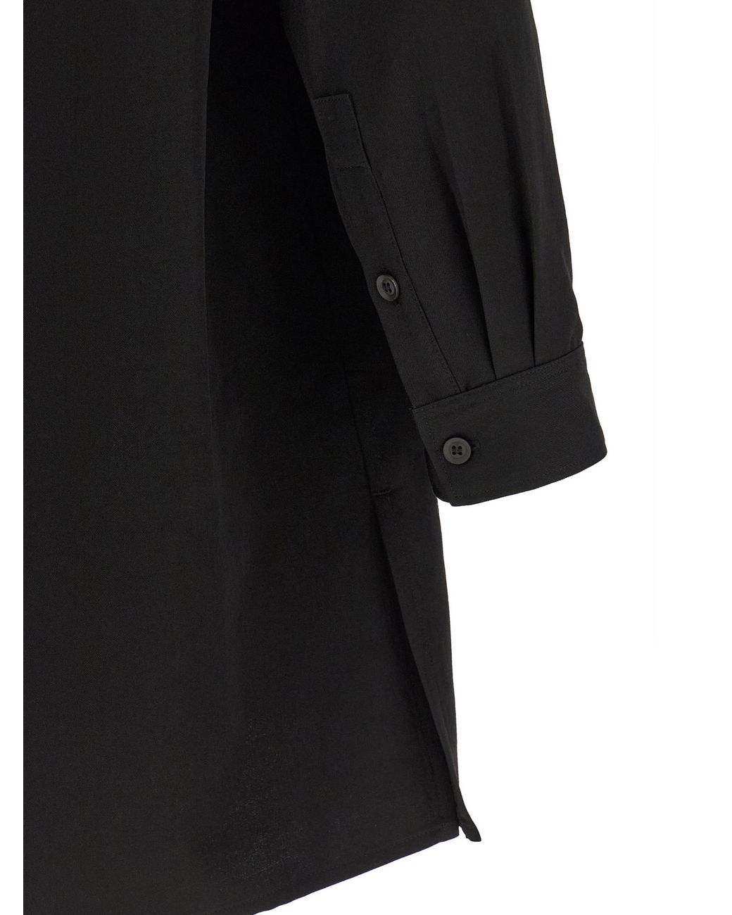 Yohji Yamamoto Black Frog-Fastening Long-Line Shirt for men