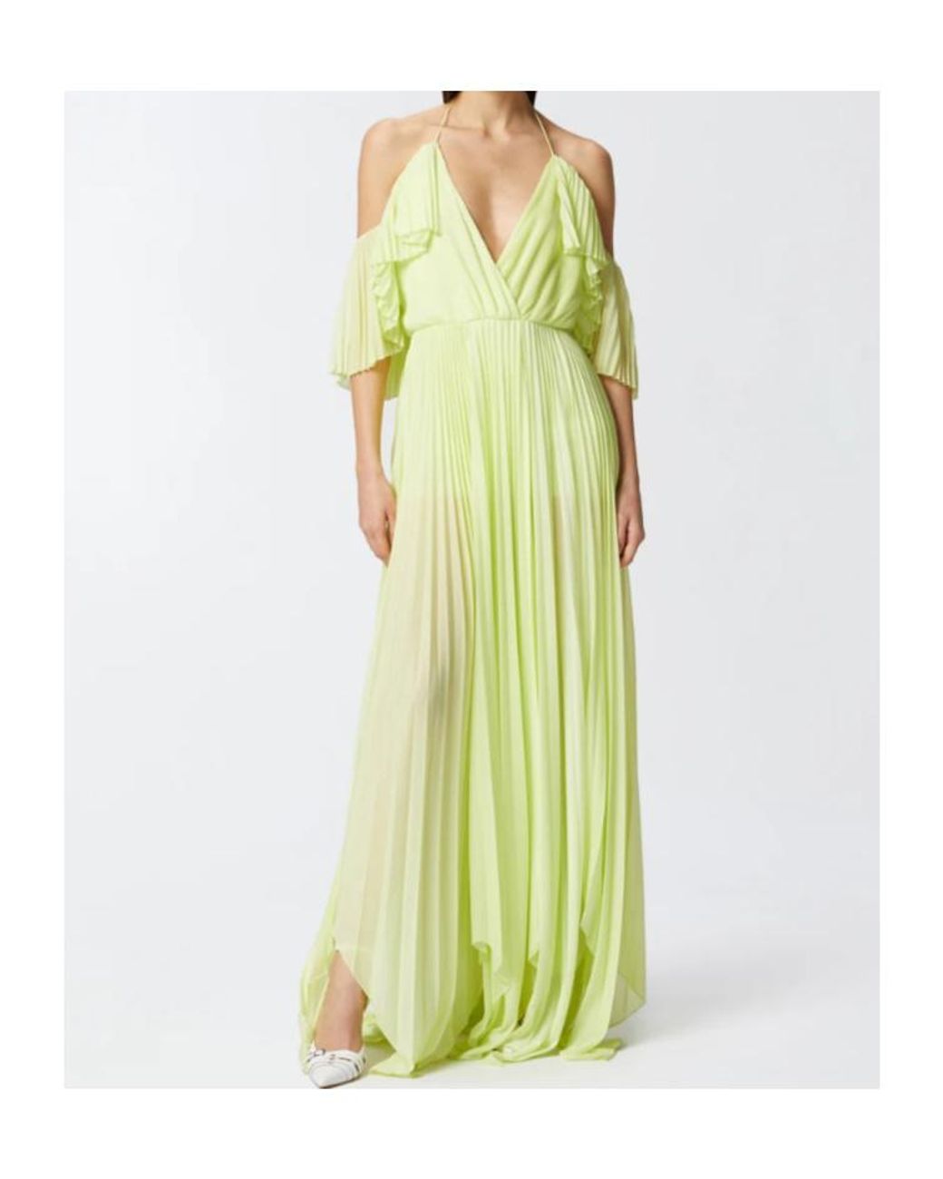 Pinko Green Draped Maxi Dress