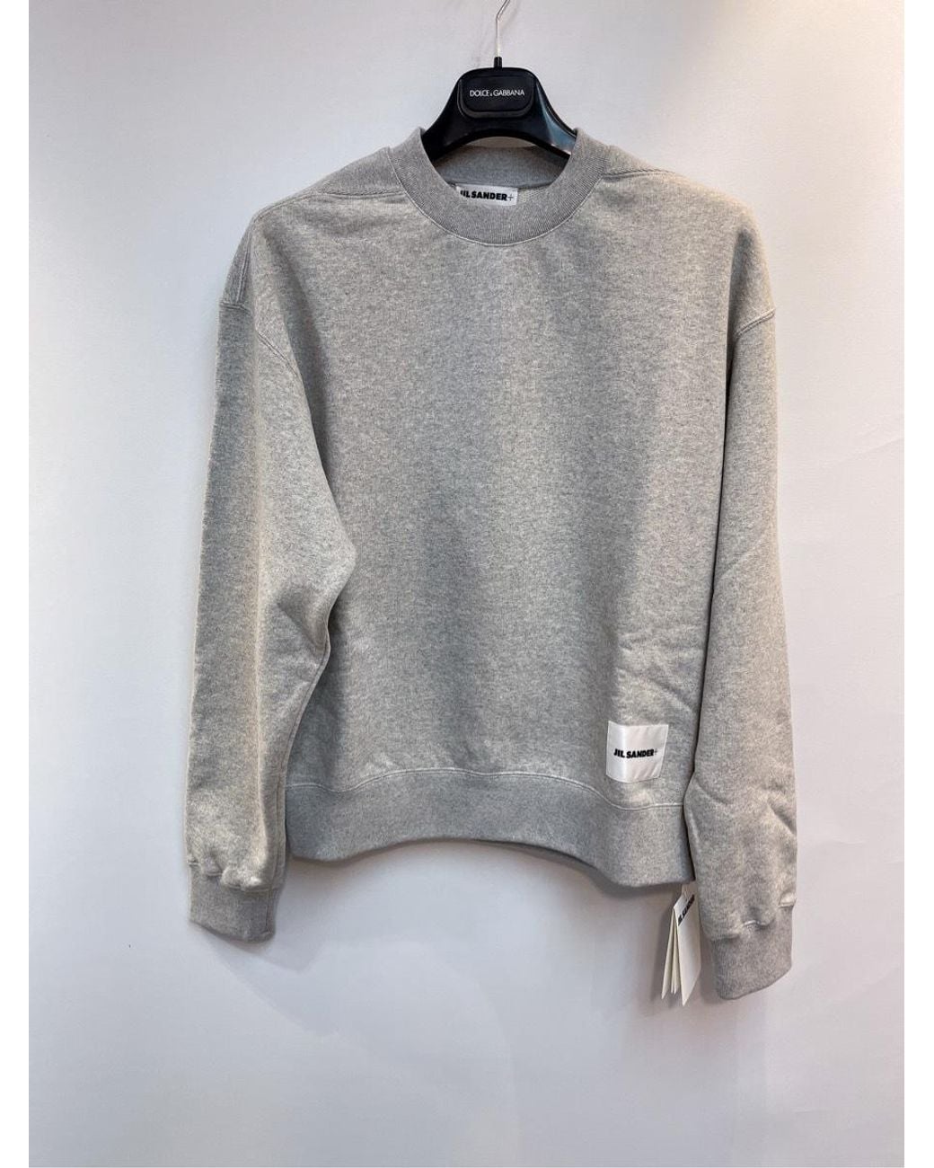 Jil Sander Gray Logo-Patch Straight Hem Sweatshirt