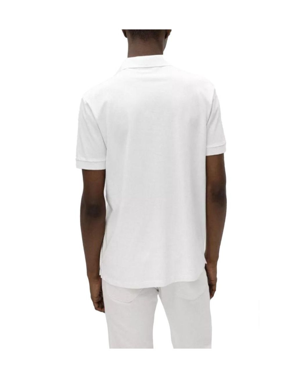 Boss White Hugo Logo Patch Polo Shirt for men