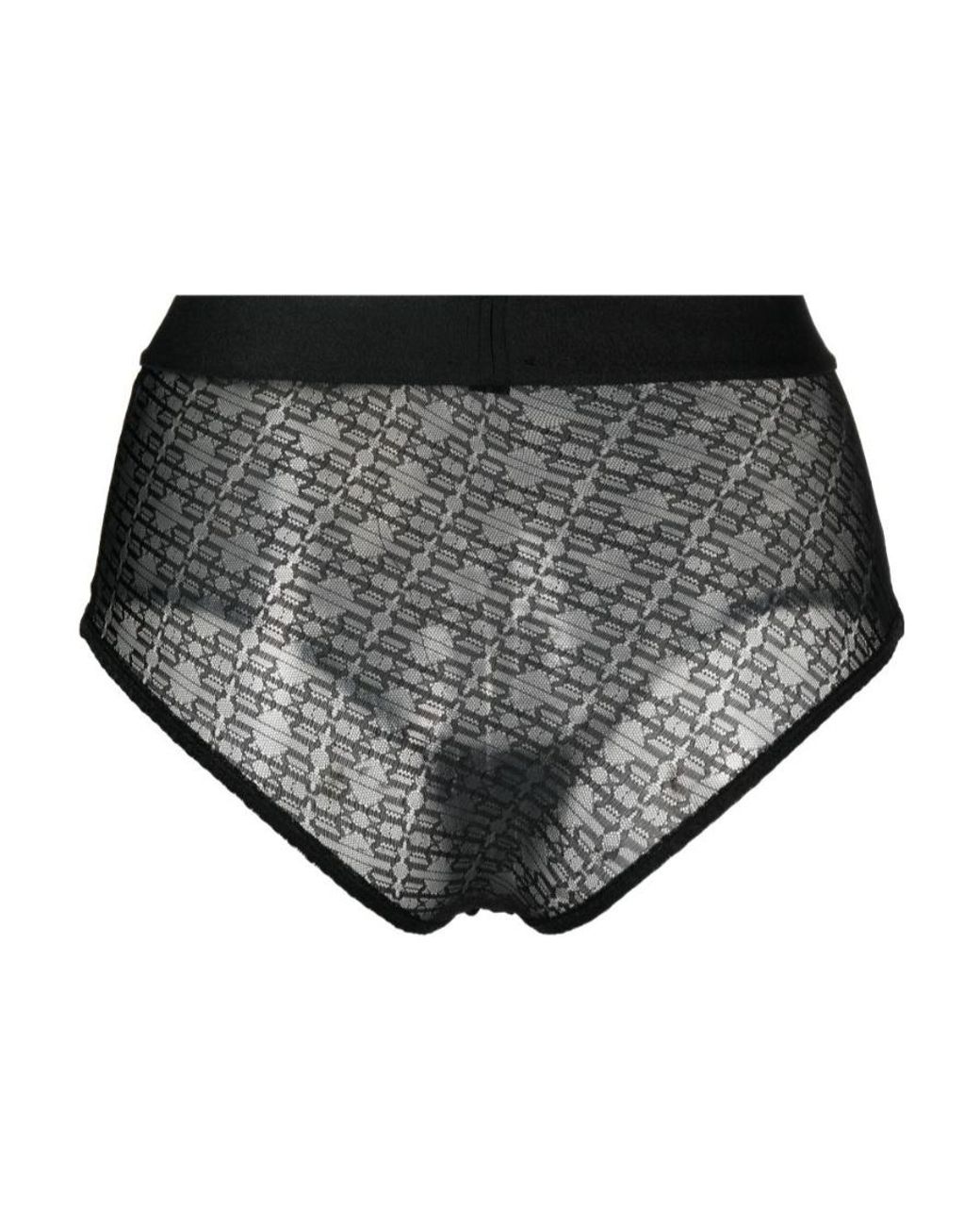 Palm Angels Black Logo-Waistband Lace Briefs