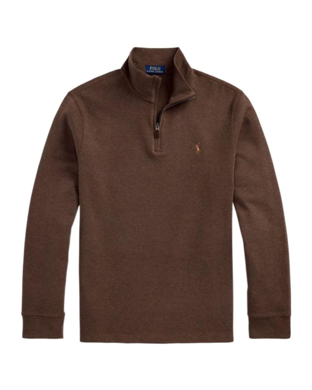 Polo Ralph Lauren Brown Estate Fleece Quarter Zip Sweater for men