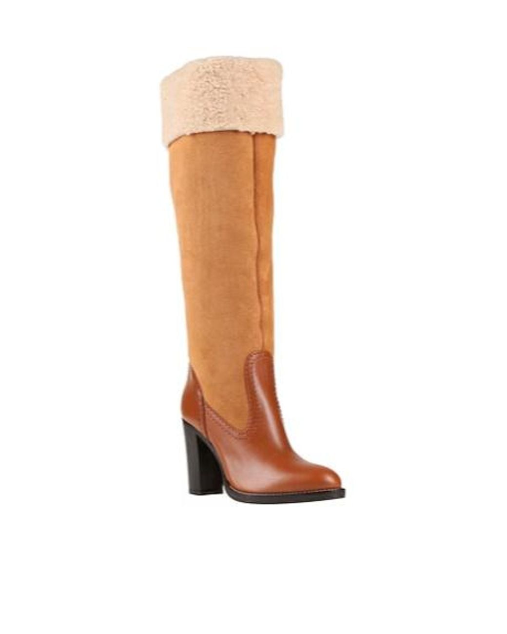 Chloé White Two-Tone Round-Toe Boots