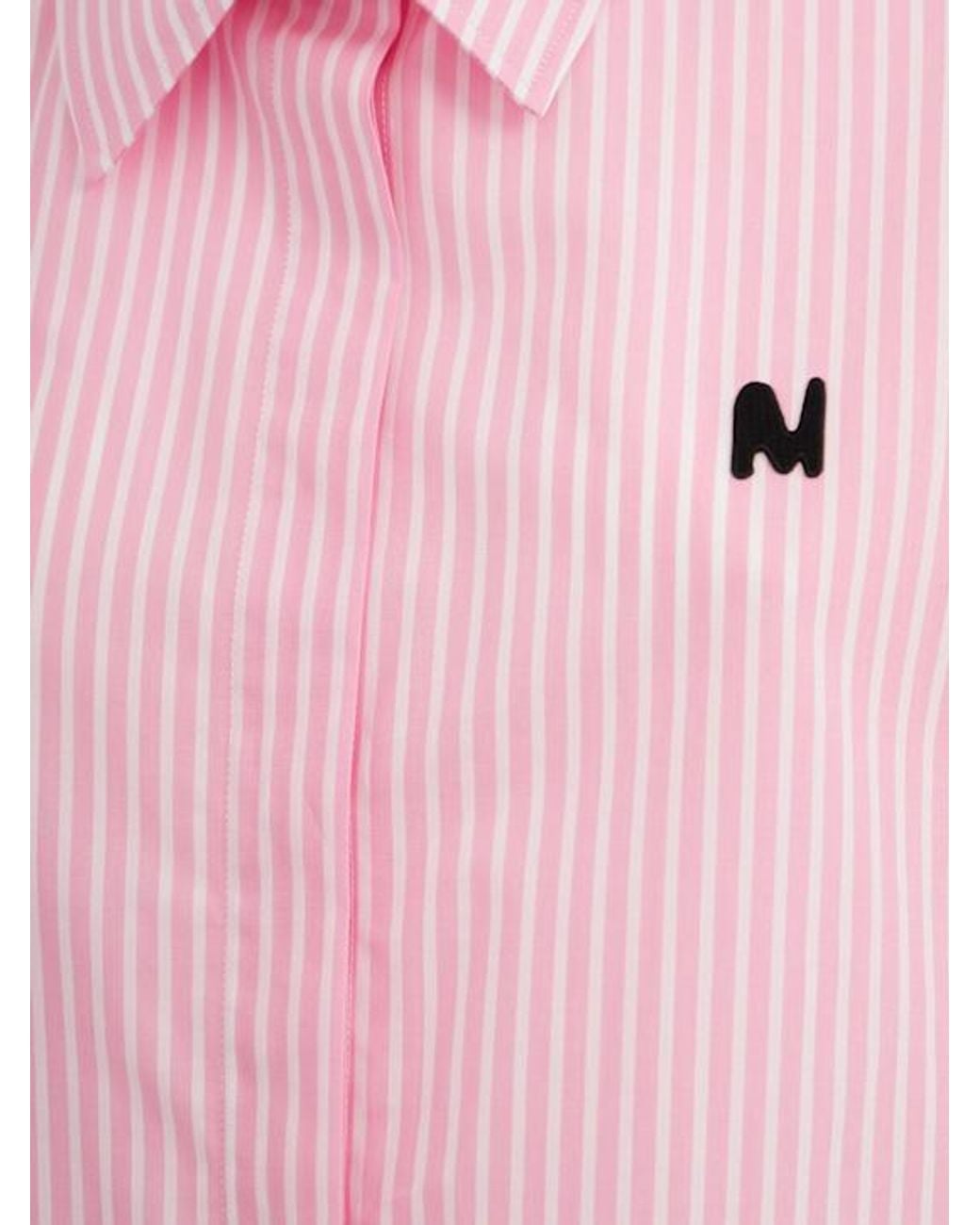 MSGM Pink Cropped Short Sleeve Cotton Shirt