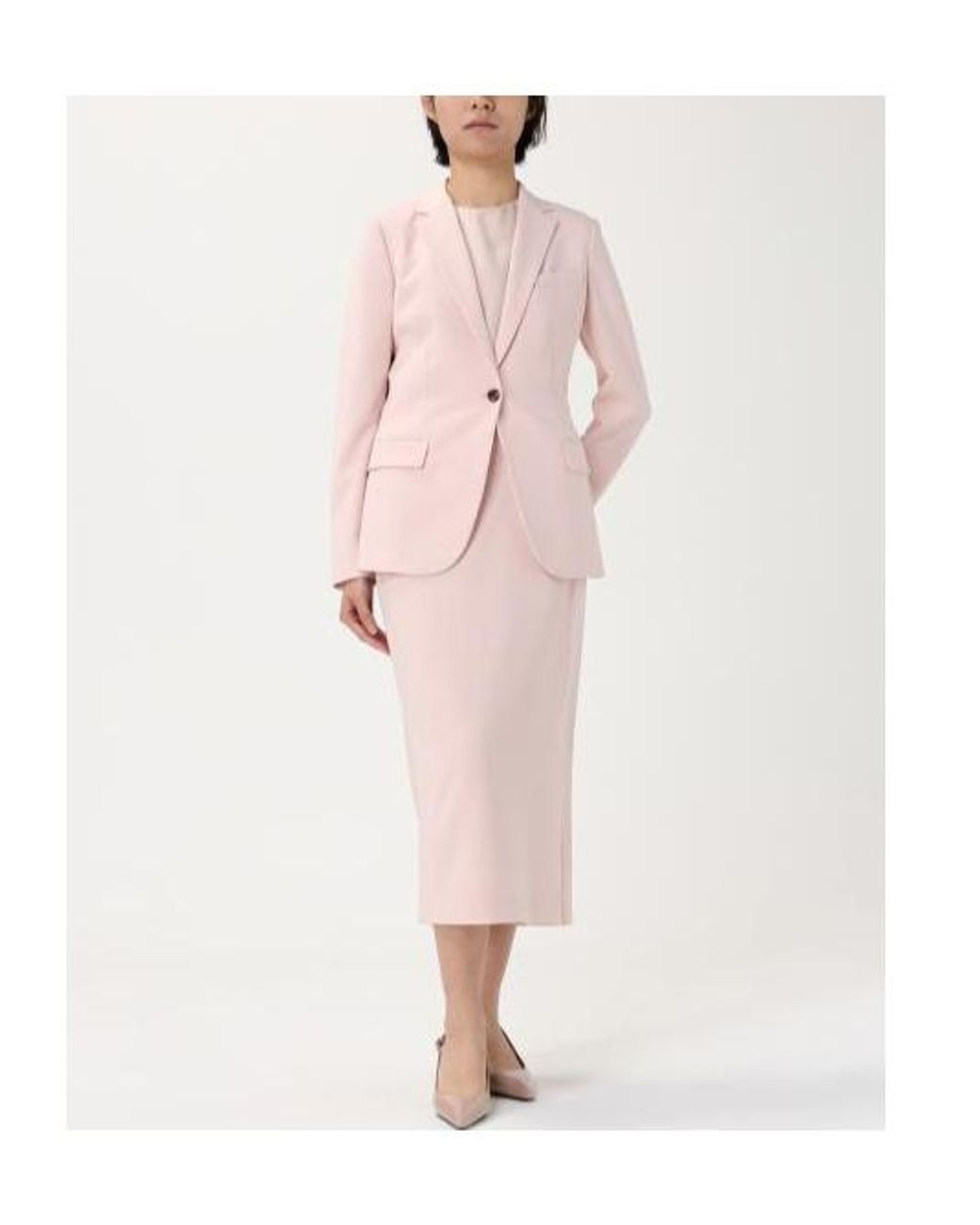 Theory Pink Admiral Straight Hem Midi Skirt