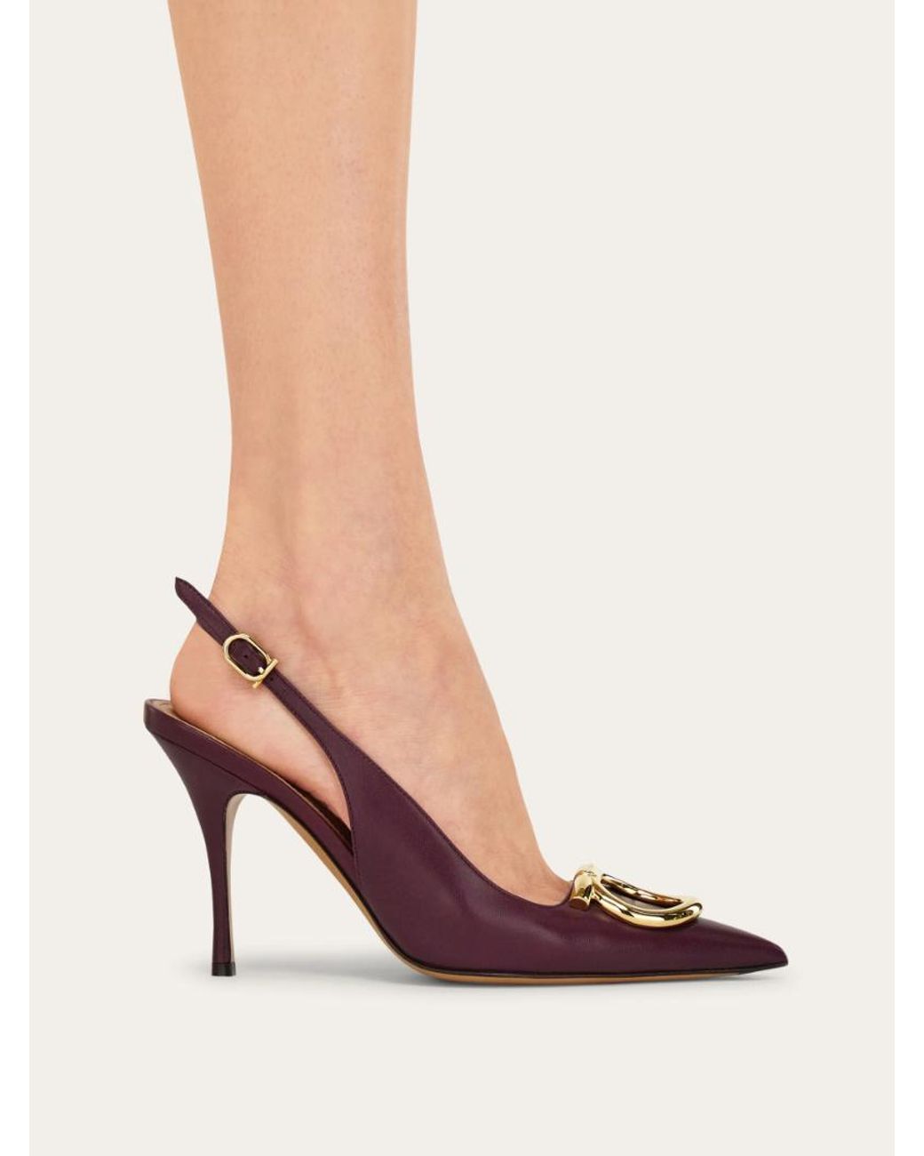 Ferragamo Brown Maxi Gancini Slingback Pump