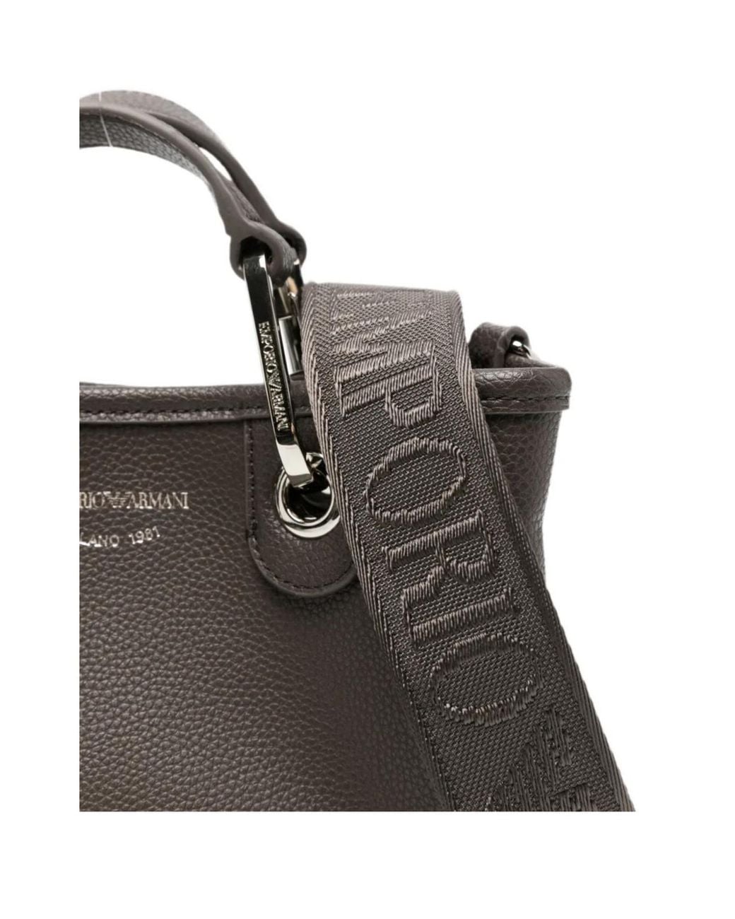 Emporio Armani Black Mini Myea Pebbled-Texture Tote Bag