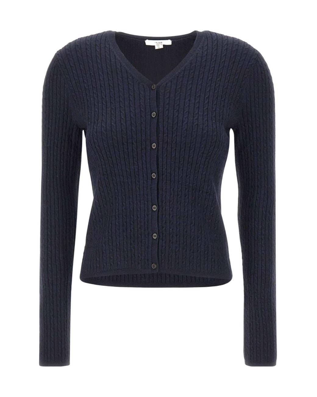 Vince Blue Ribbed Cropped Cardigan
