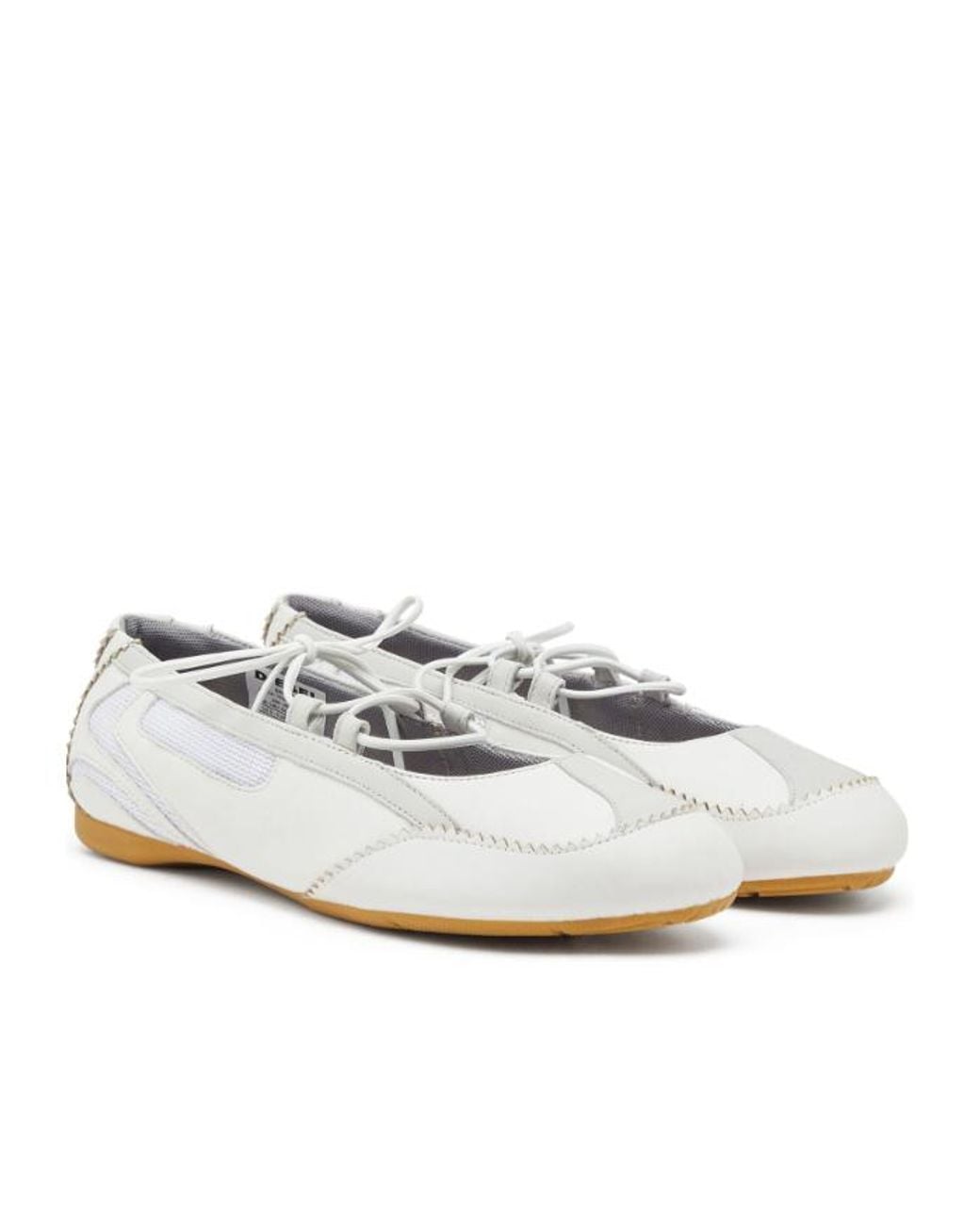 DIESEL White D-Mile Ballerina Lace Up W Flats