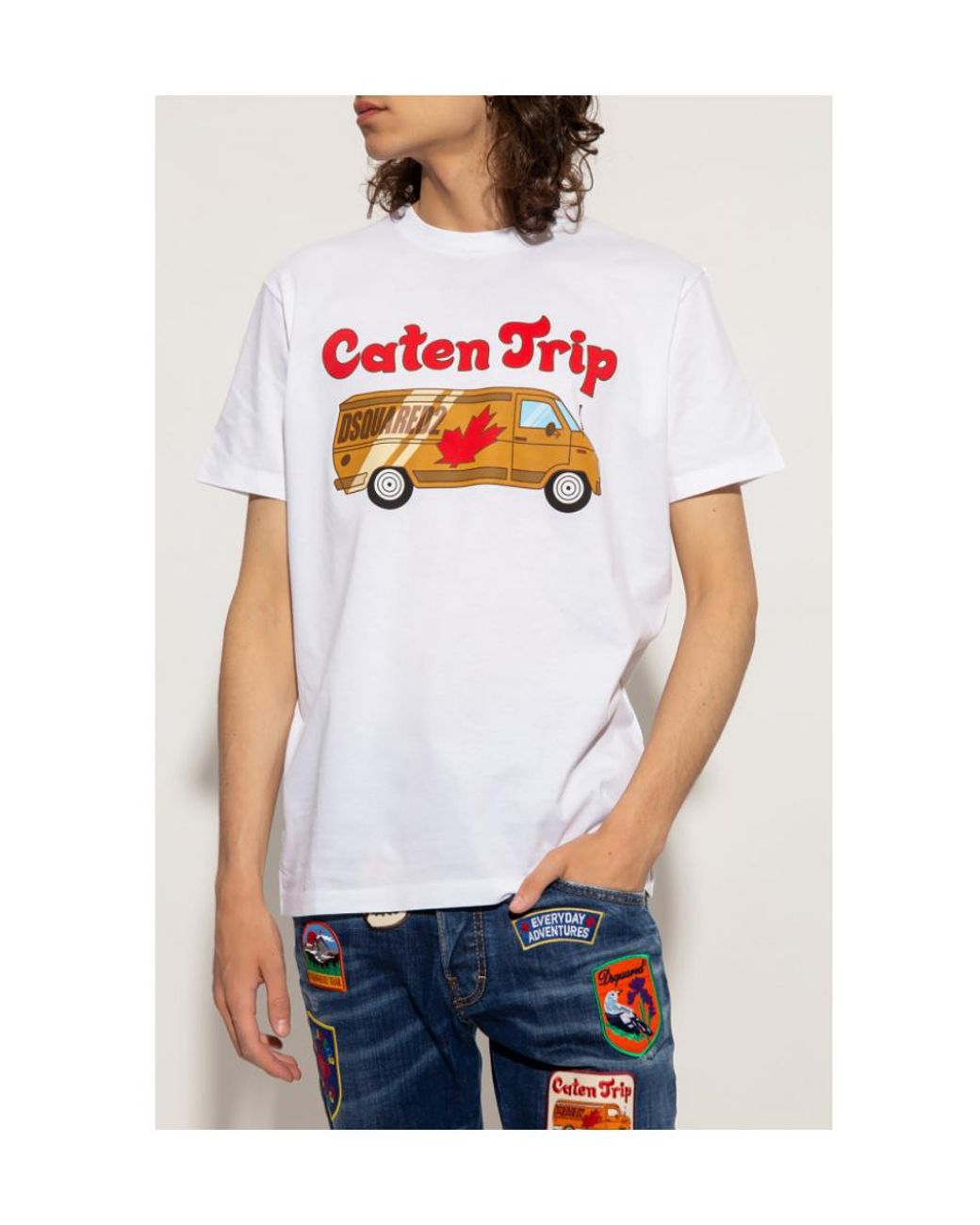 DSquared² White Caten Trip Graphic T-Shirt for men