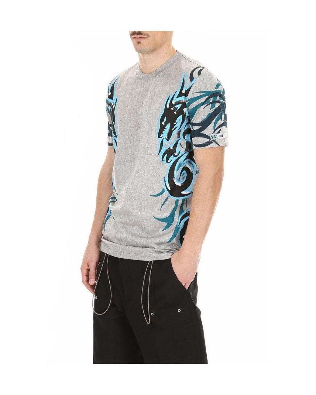Lanvin Blue Printed T-Shirt for men