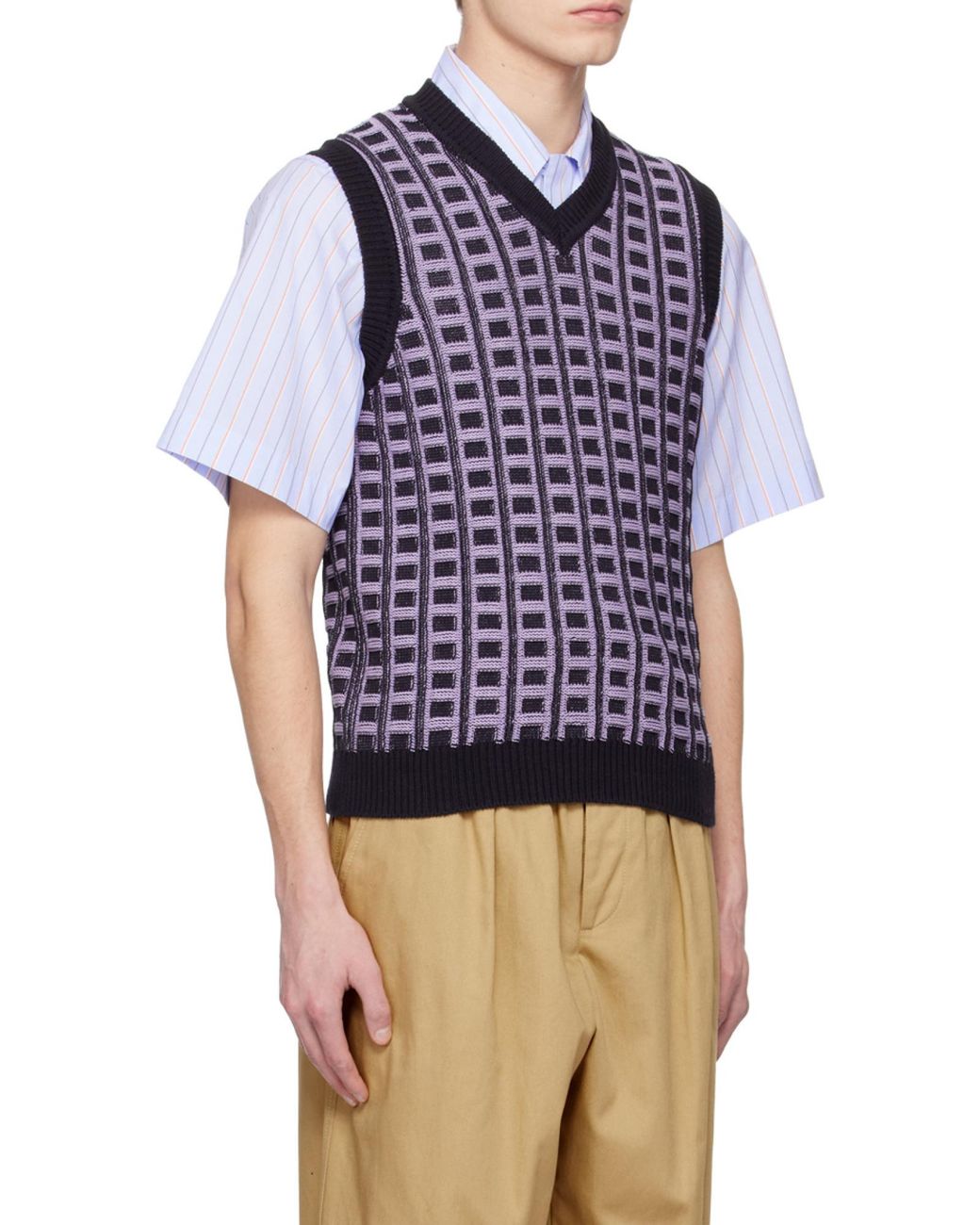 Marni Blue Knitted Cotton Vest for men