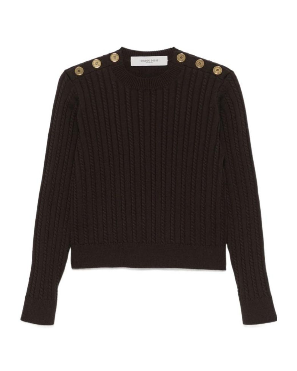 Golden Goose Deluxe Brand Black Cable-Knit Button Detailed Jumper