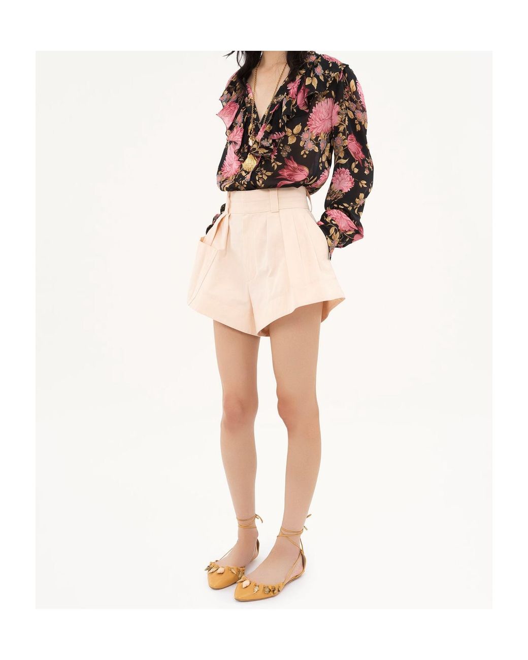 Chloé Natural Chloé High-Waisted Mini Shorts