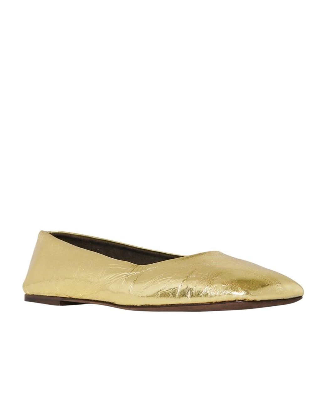 The Row Natural Metallic-Effect Ballet Flats