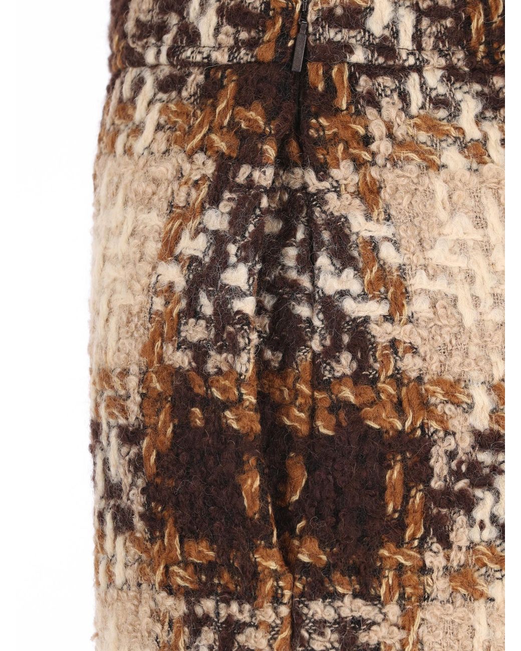 Saint Laurent Brown Checked Tweed Mini Skirt