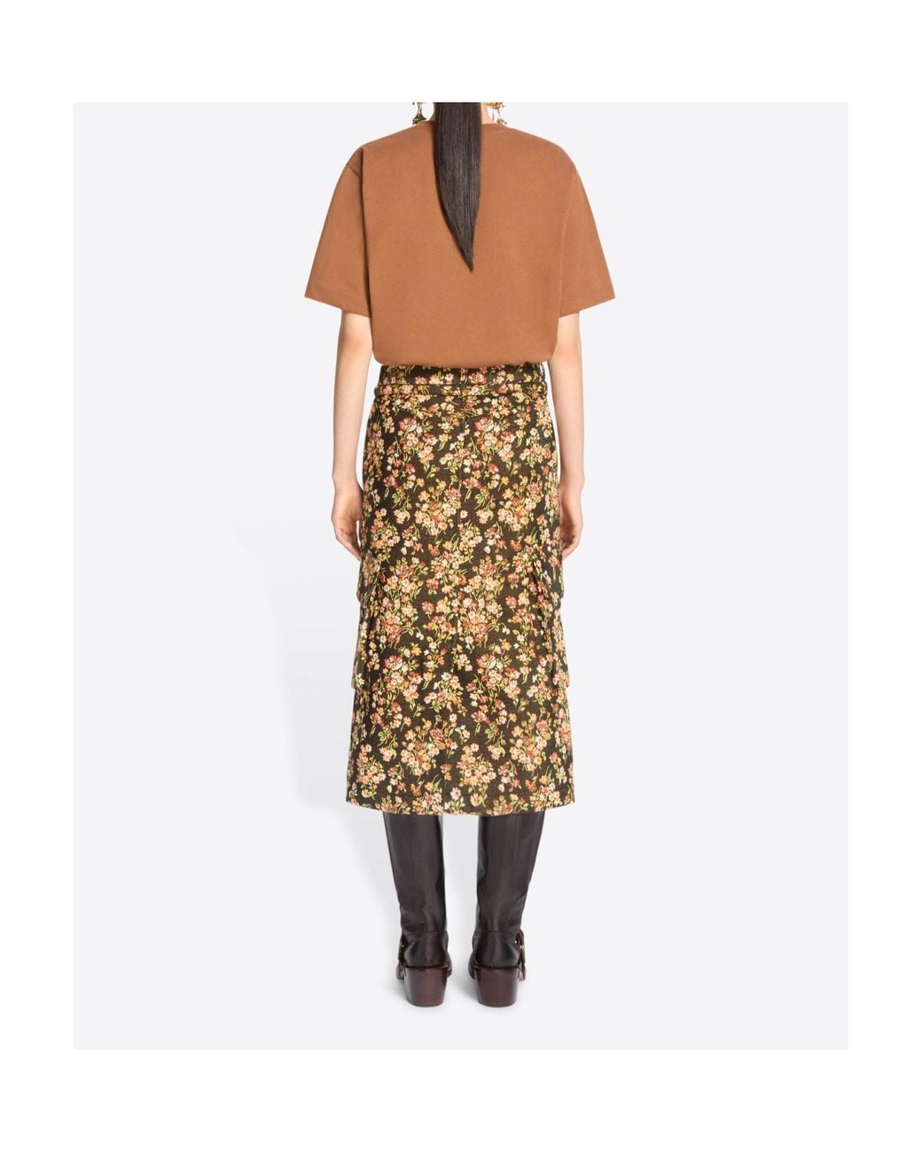 Dries Van Noten Metallic Floral Cargo Skirt