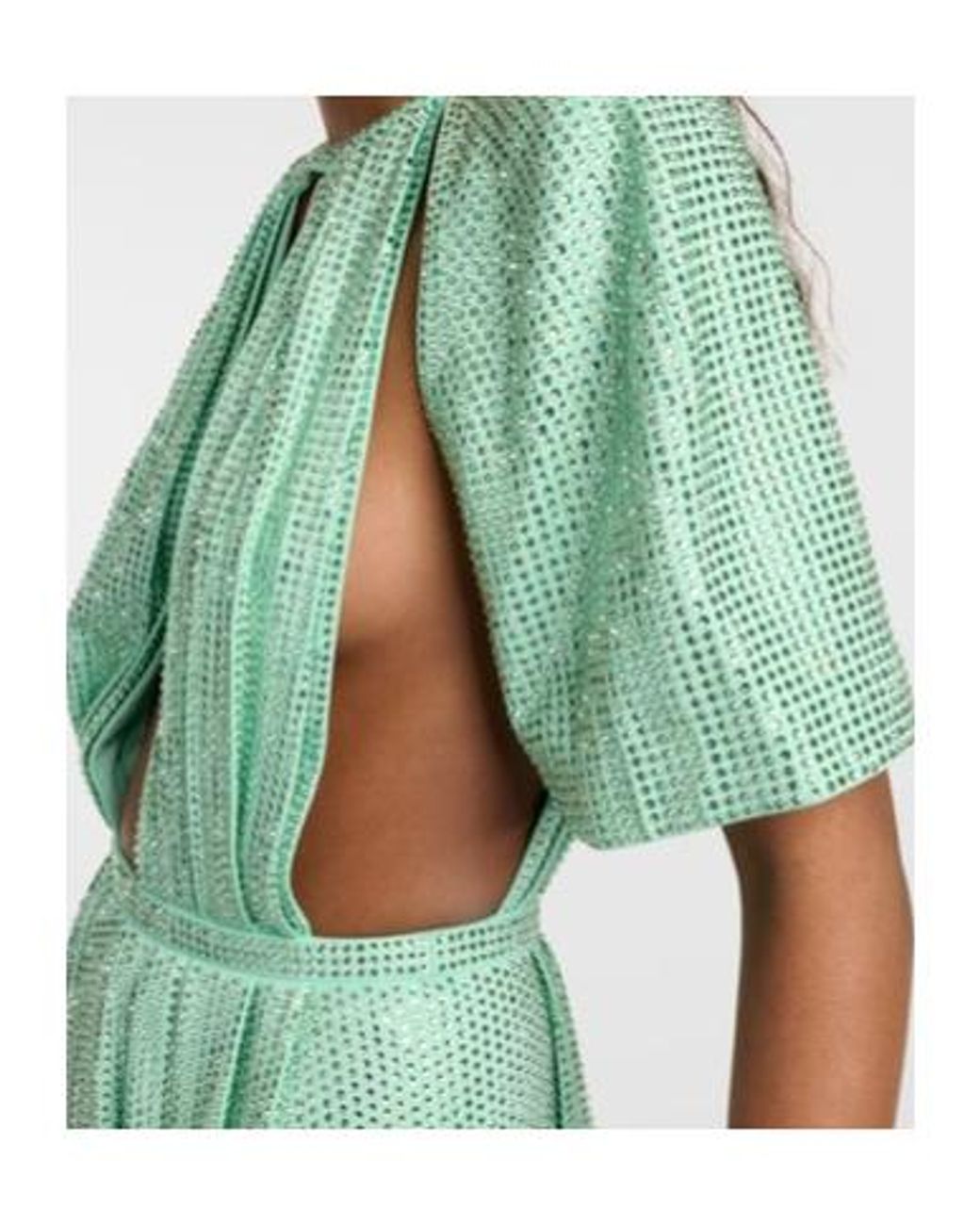 Area Green Cutout Crystal-Embellished Jersey Gown