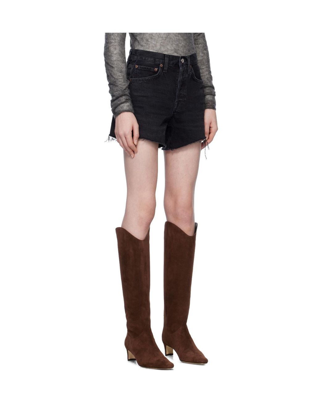 Agolde Black High Waist Denim Shorts