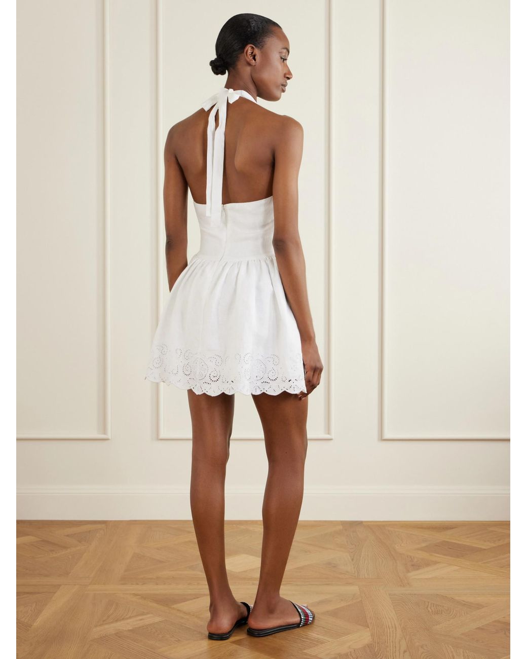 Staud White Summer Linen Mini Skirt